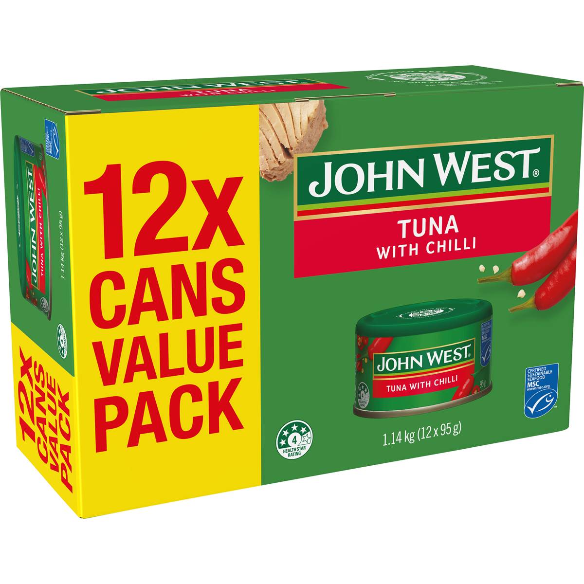 John West Tuna With Chilli Value Pack 95g x 12 pack