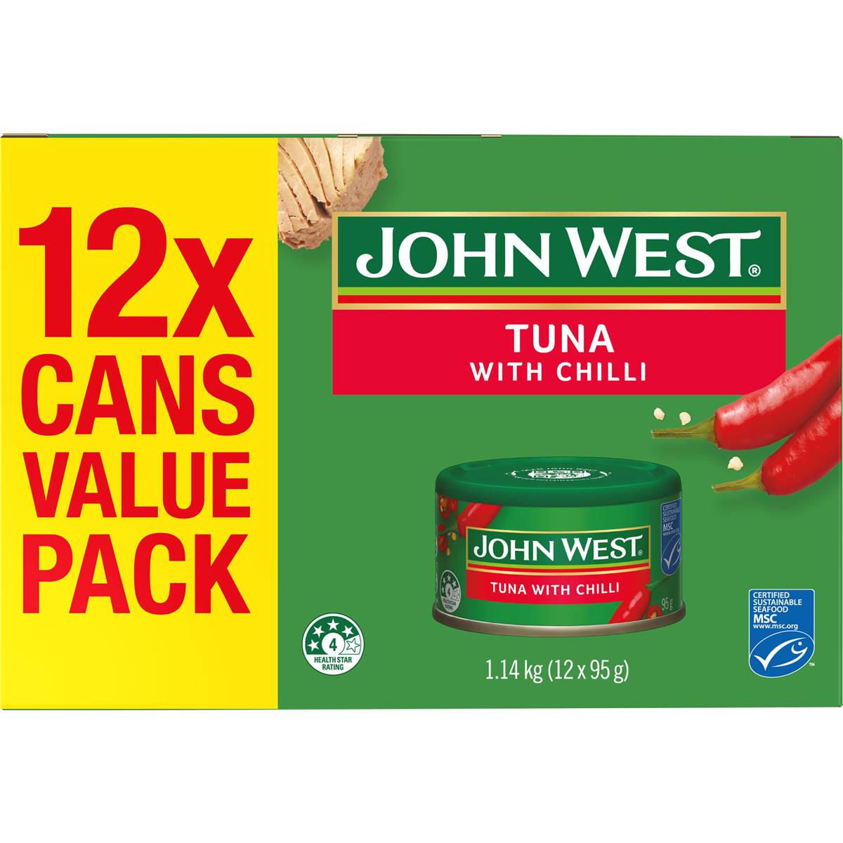 John West Tuna With Chilli Value Pack 95g x 12 pack