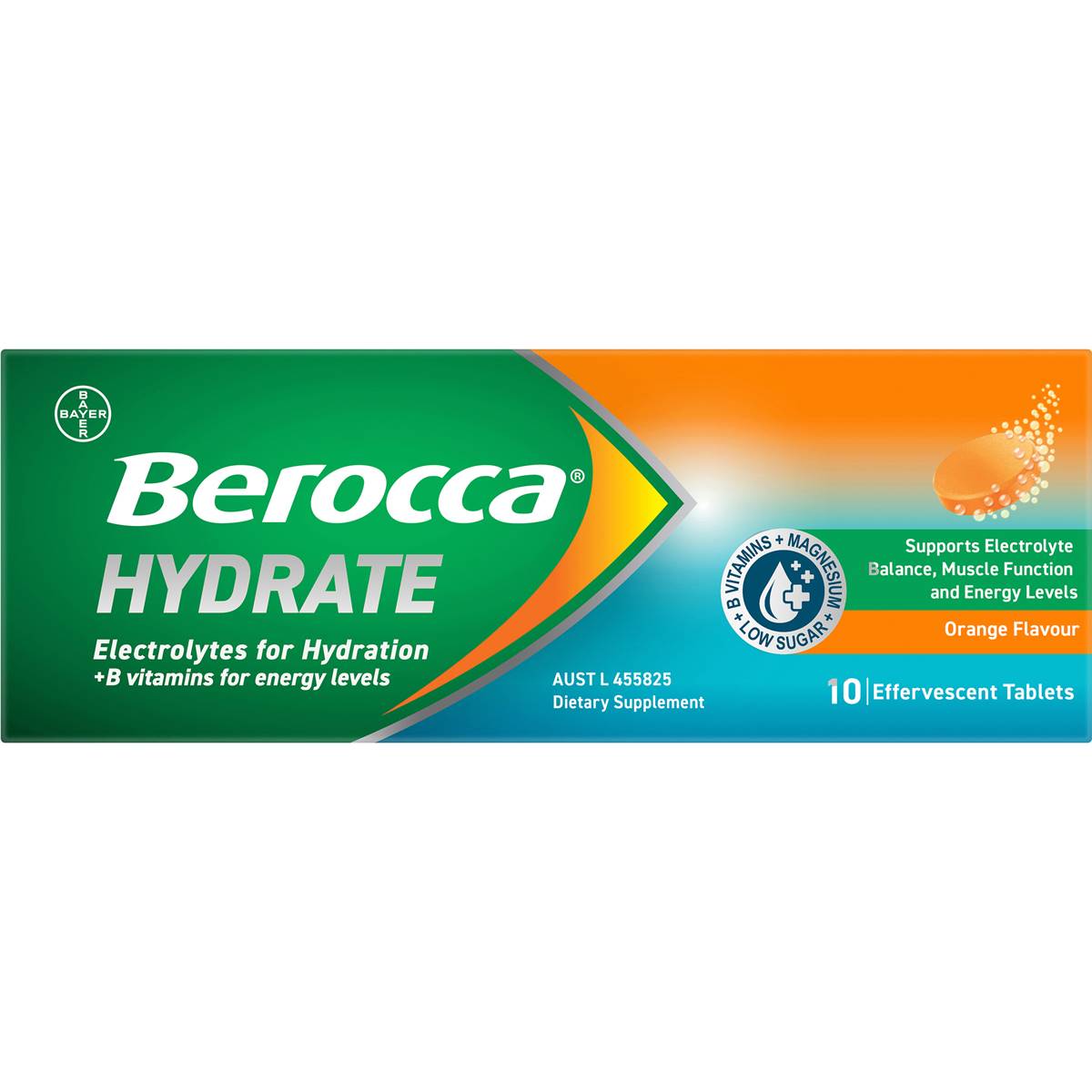 Berocca Hydrate Electrolytes Effervescent Tablets Orange 10 pack