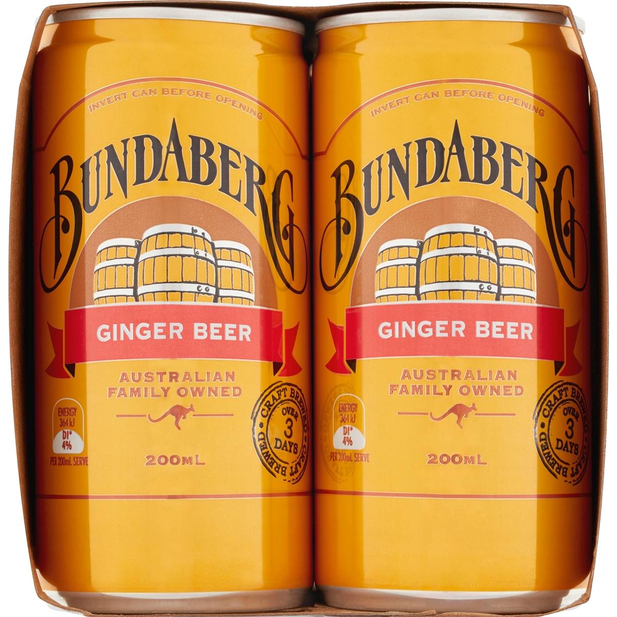 Bundaberg Ginger Beer Mini Can 200ml x6 Pack