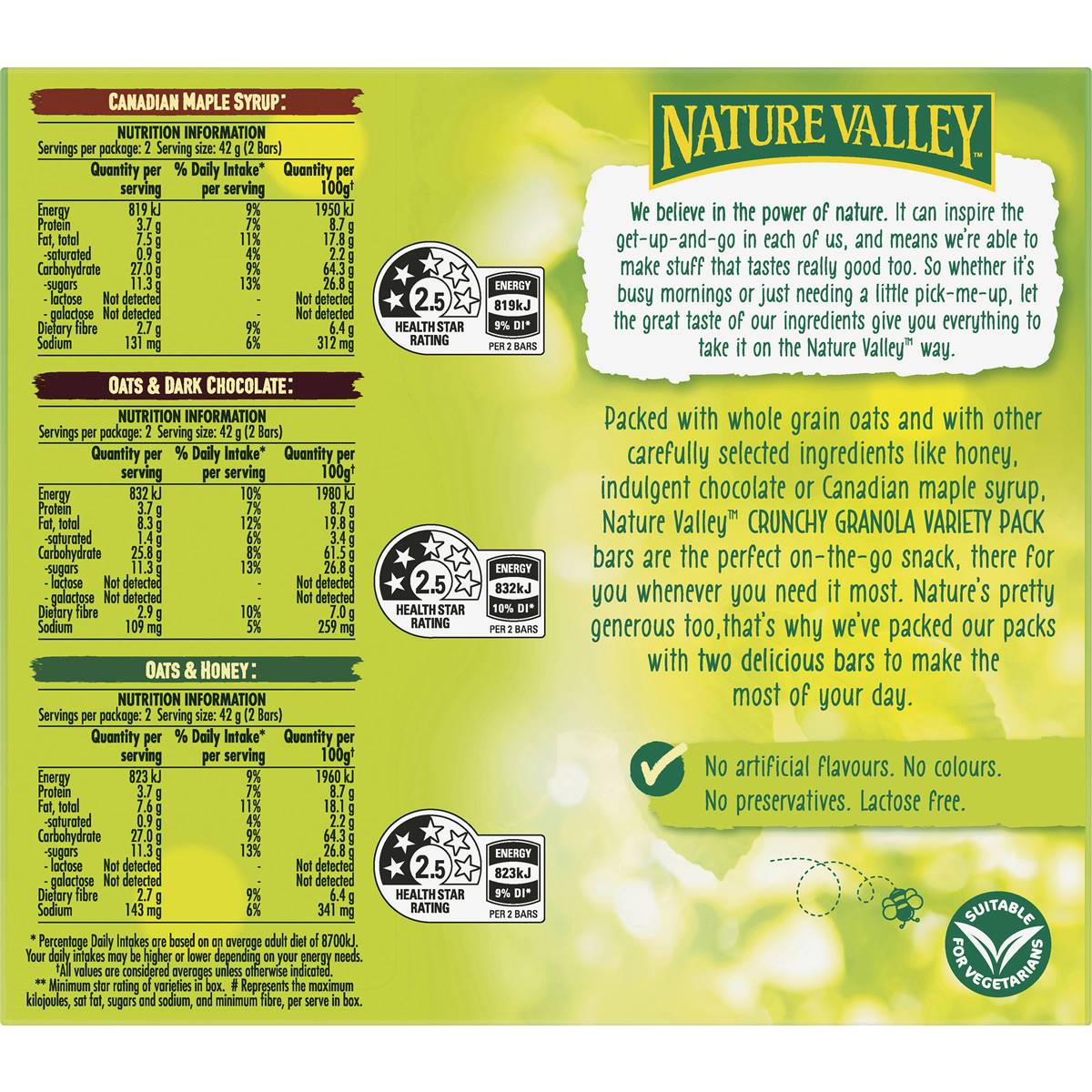 Nature Valley Crunchy Variety Granola Bars 42g x 6 pack