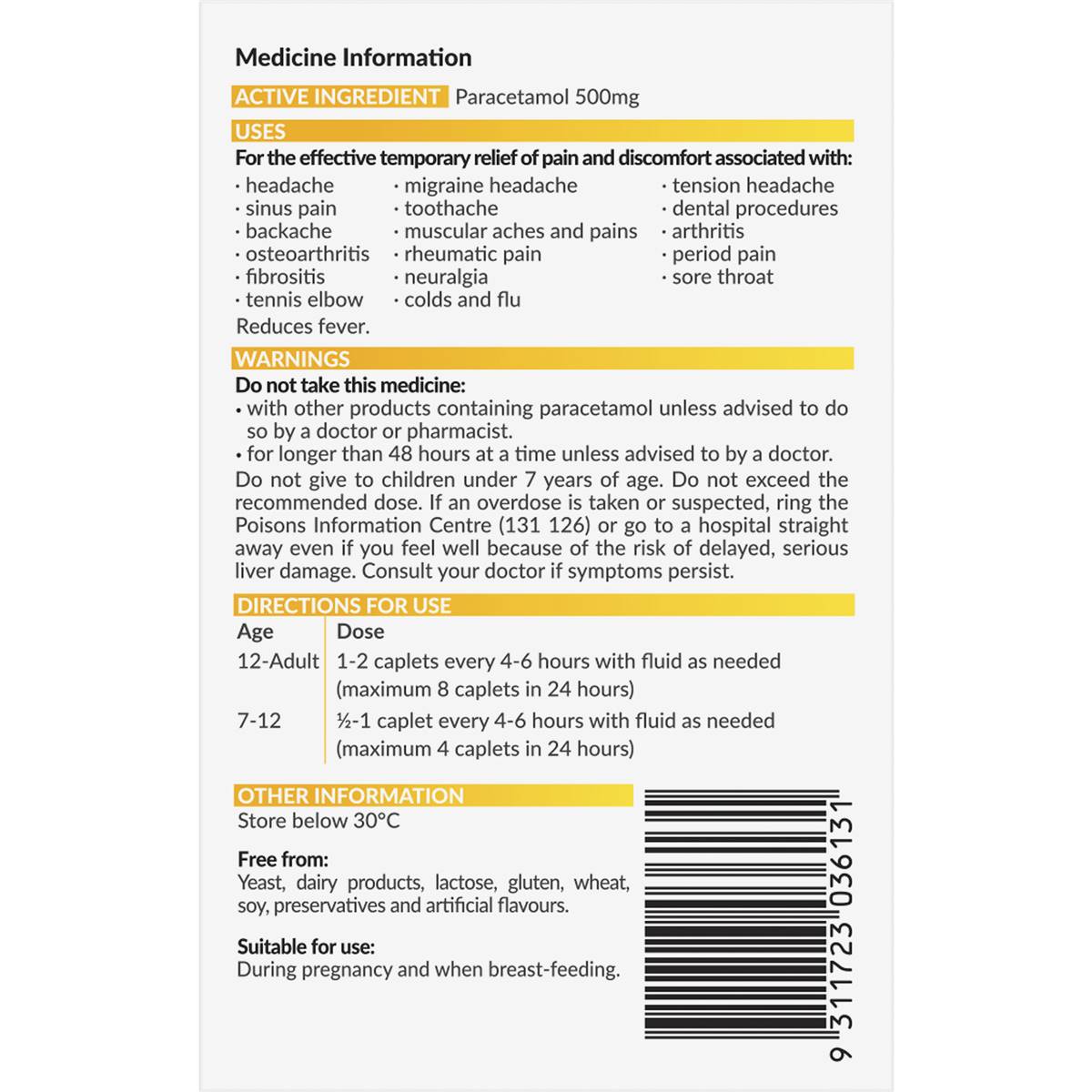 Herron Gold Paracetamol 500mg 16 pack