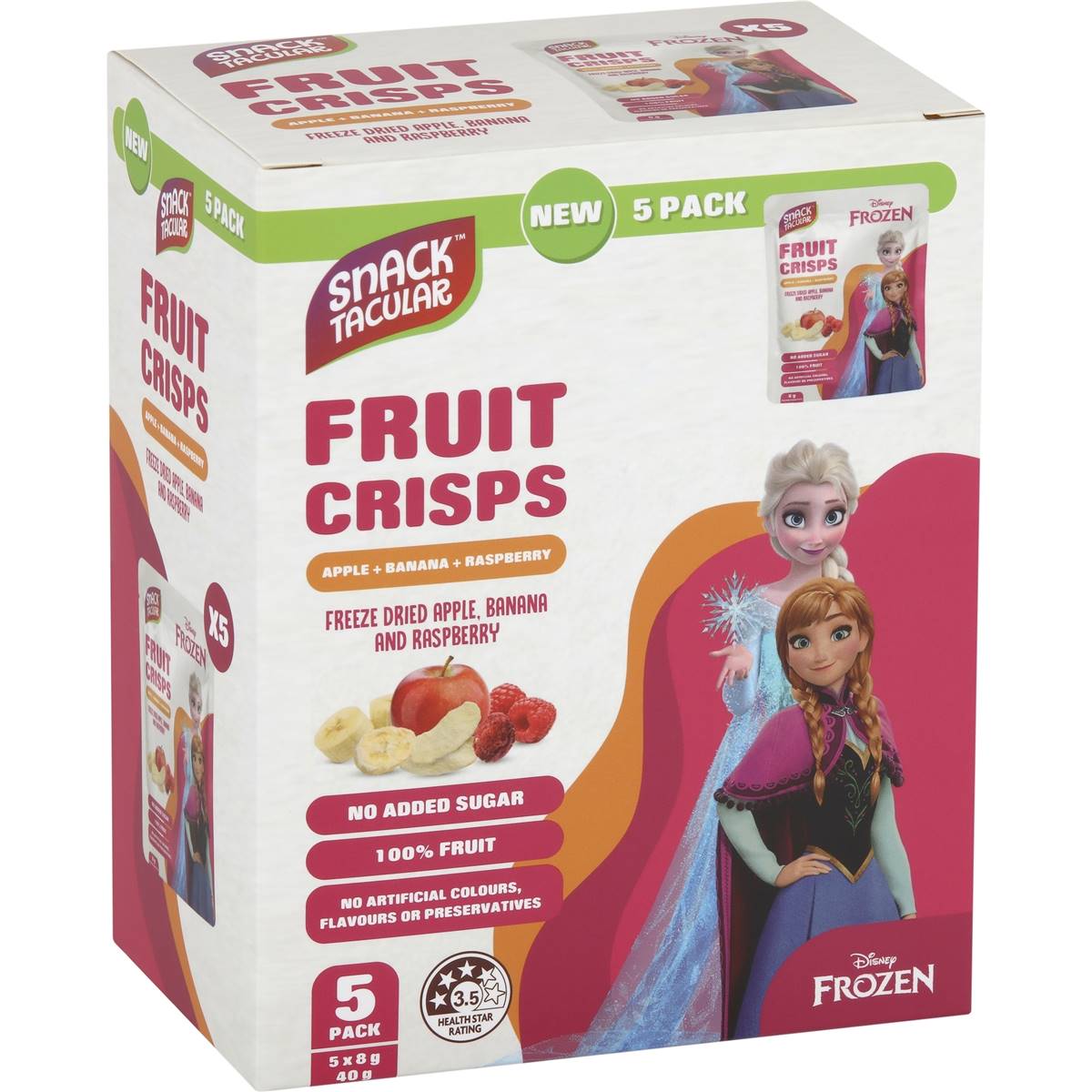 Snacktacular Fruit Crisps Apple Raspberry & Banana 8g x 5 pack