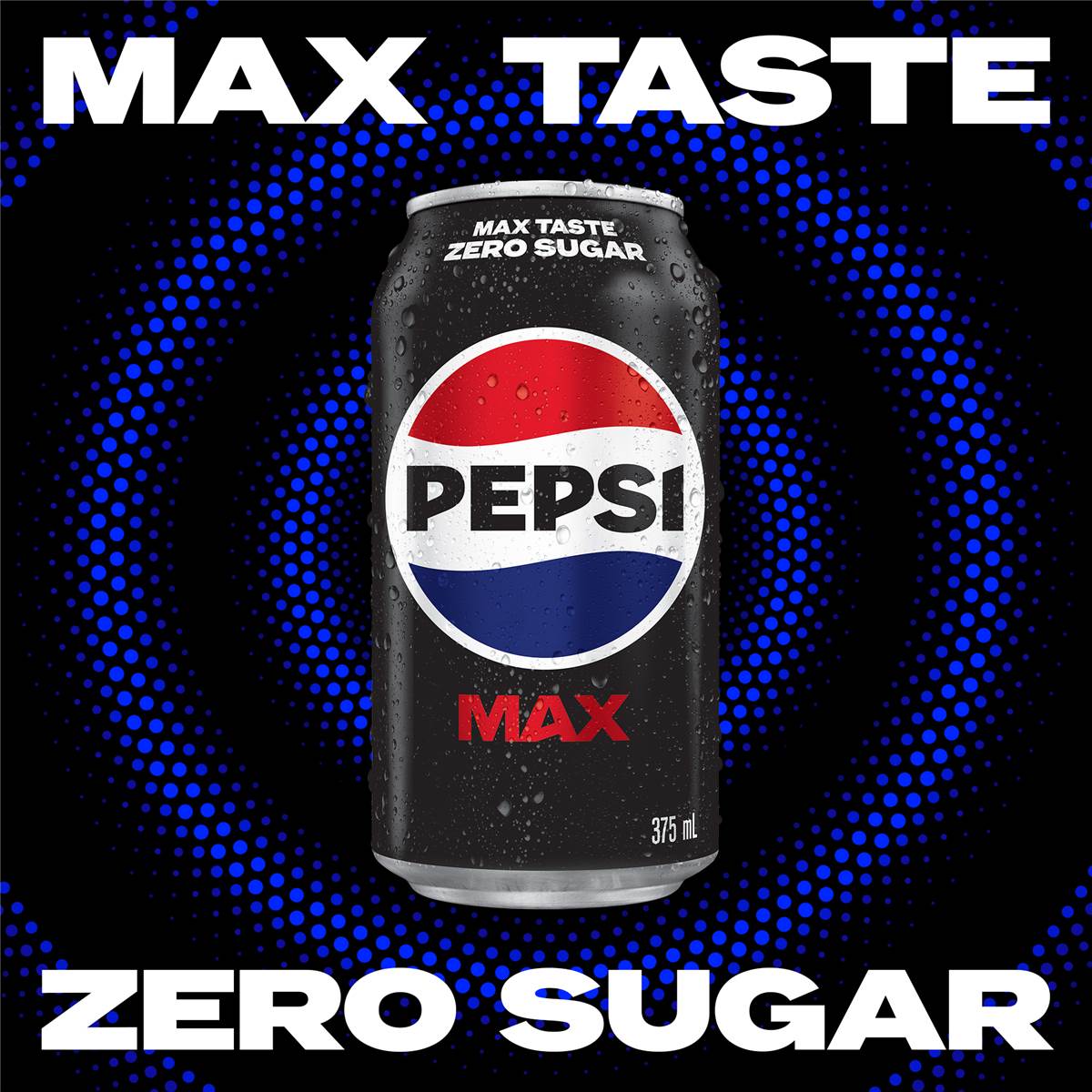 Pepsi Max No Sugar Cola Soft Drink Cans Multipack 375ml x 24 Pack