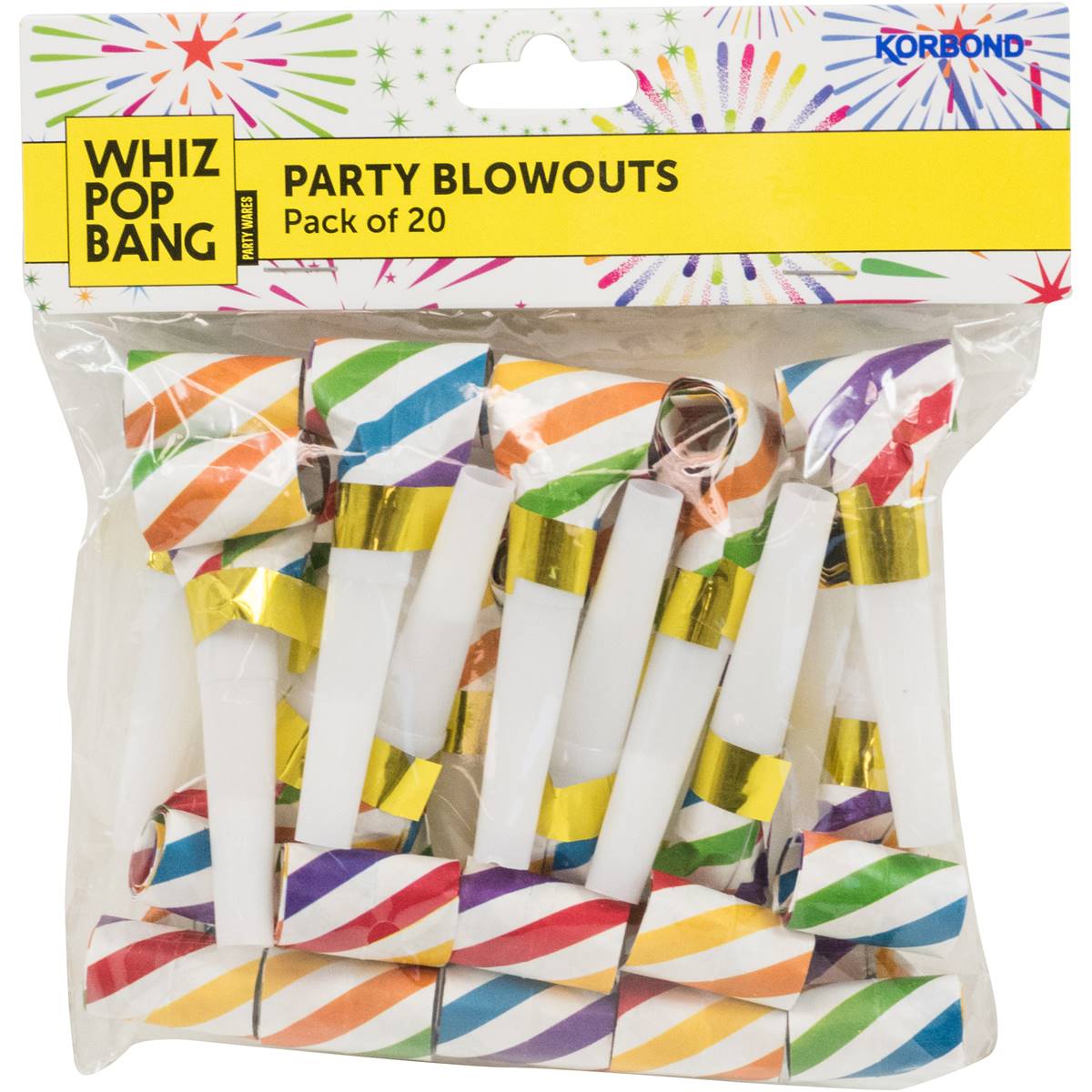 Whiz Pop Bang Party Blowouts Assorted 20 Pack