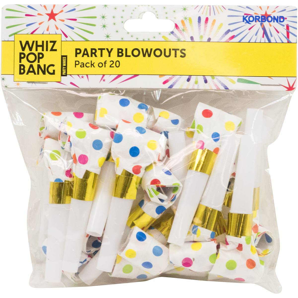 Whiz Pop Bang Party Blowouts Assorted 20 Pack