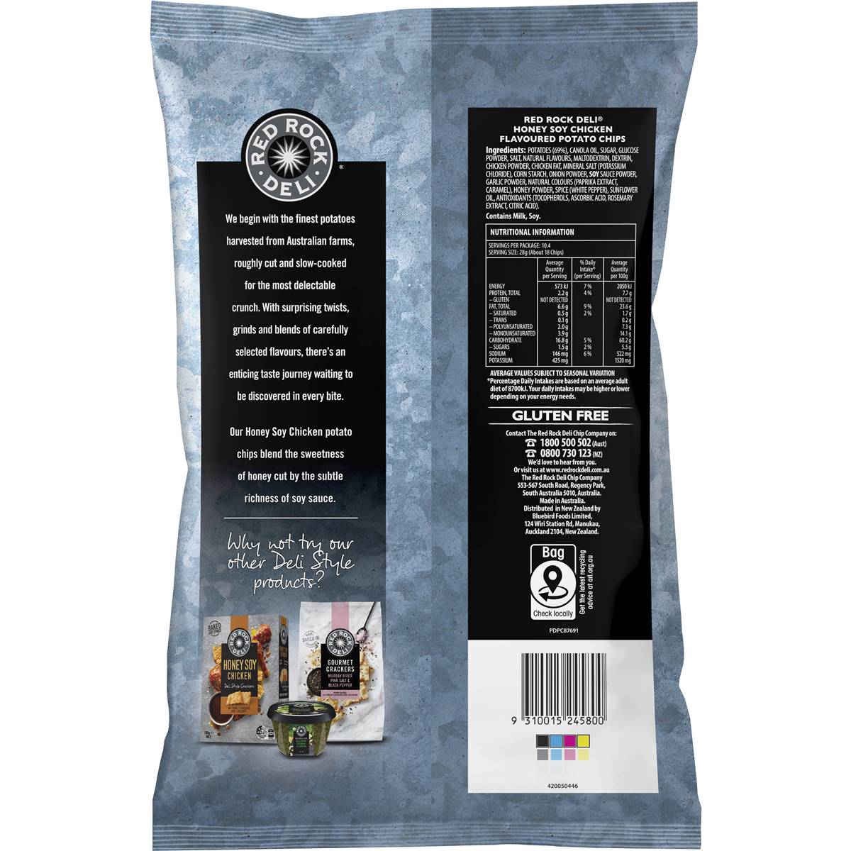 Red Rock Deli Potato Chips Party Bag Honey Soy & Chicken 290g