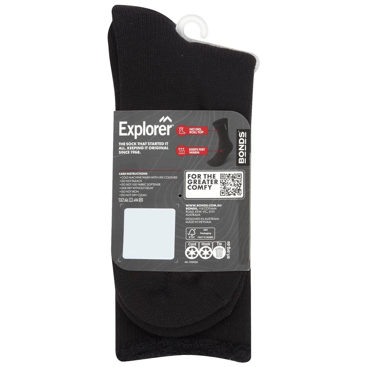 Bonds Explorer Socks Mens Black Size 6-10 Assorted Each