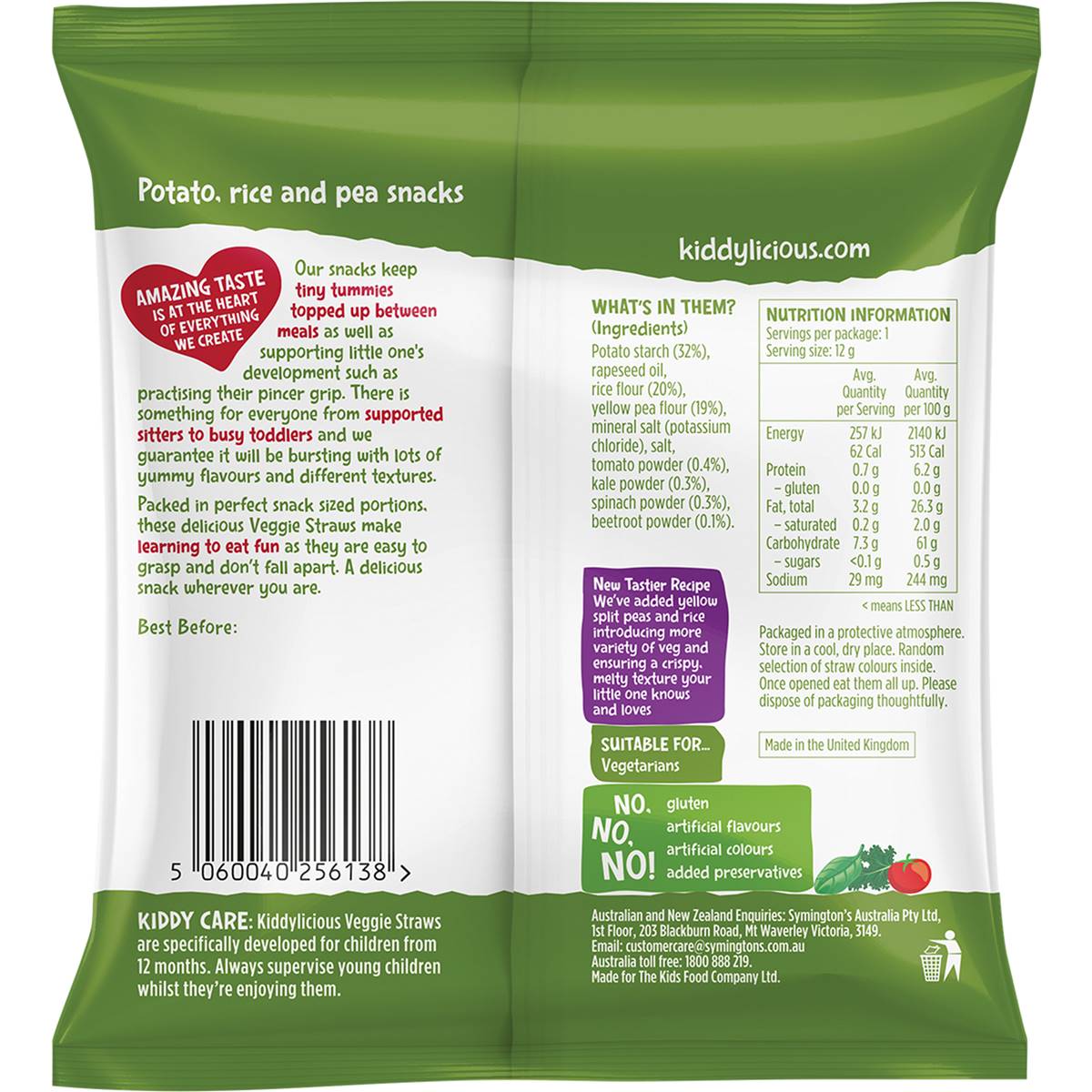 Kiddylicious Veggie Straws 12g