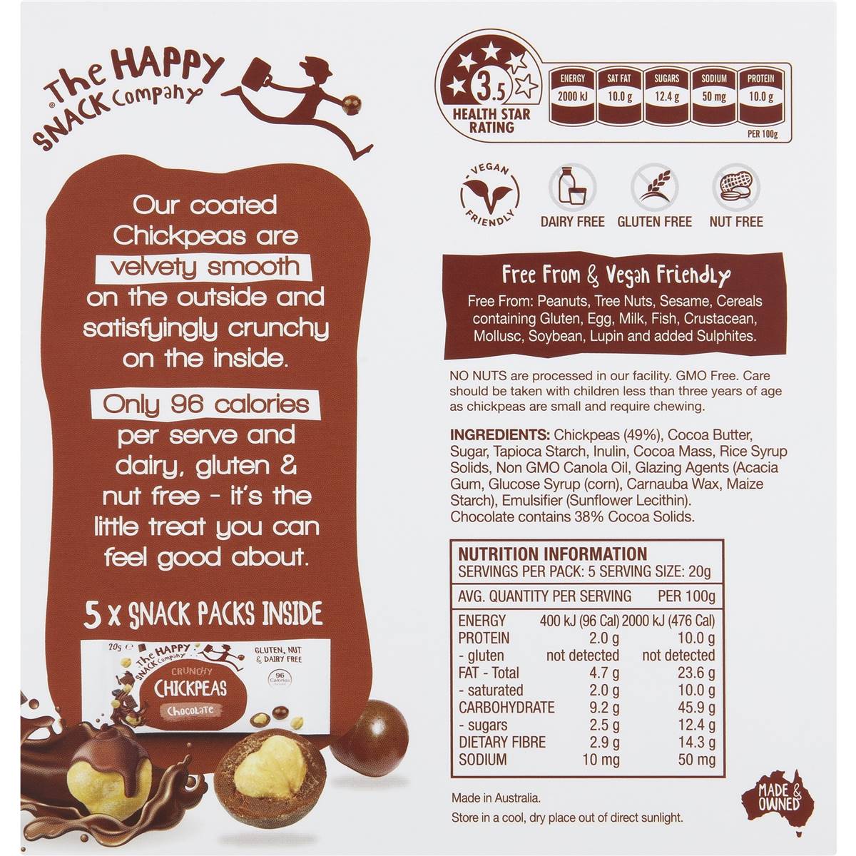 The Happy Snack Company Chickpeas Chocolate 5 Pack