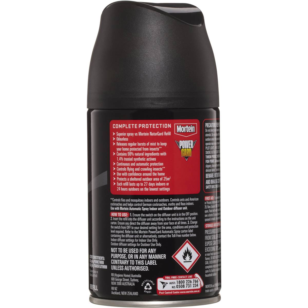 Mortein Powergard Odourless Multi Insect Automatic Spray Refill 154g