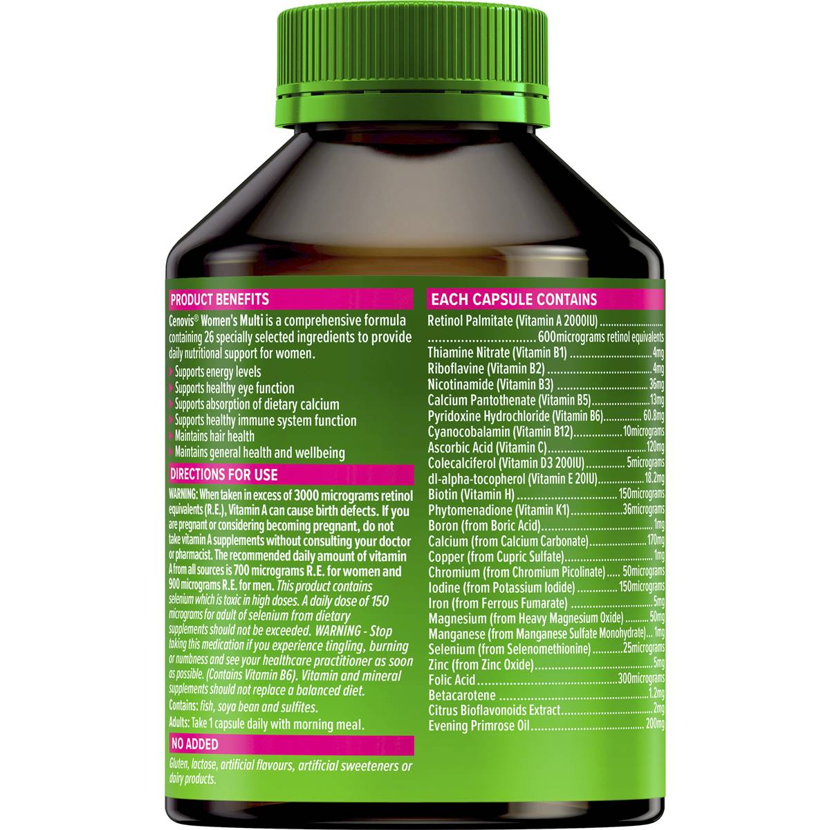 Cenovis Women's Multivitamin Capsules Multi Vitamin For Energy 100 Pack