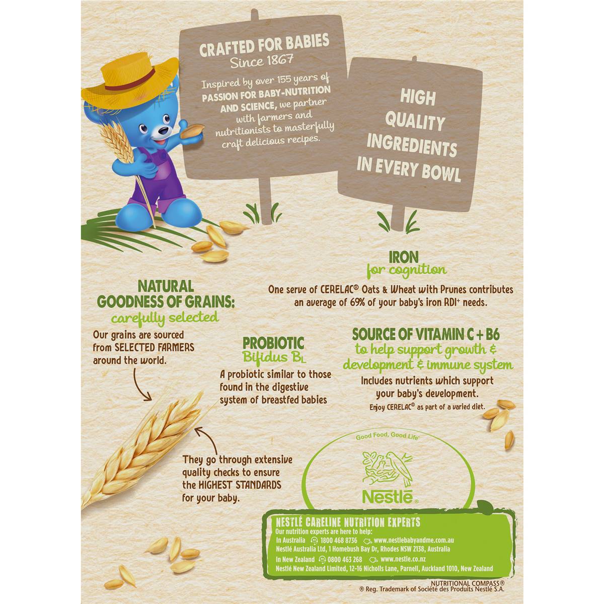 Nestle Cerelac Oats & Wheat With Prune Baby Cereal +6 Months 200g