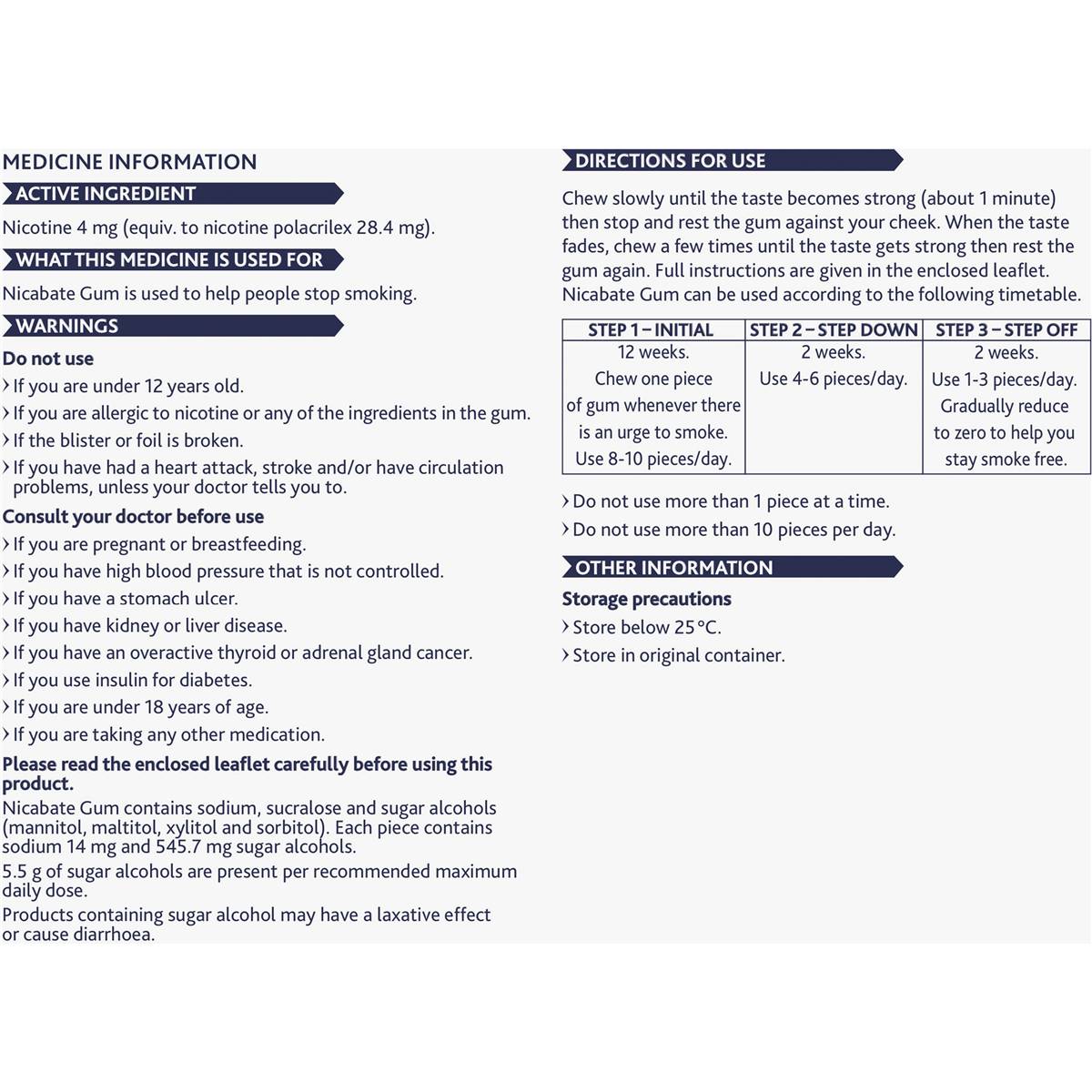 Nicabate Quit Smoking Chewing Gum Extra Strength 4mg Nicotine 200 Pack