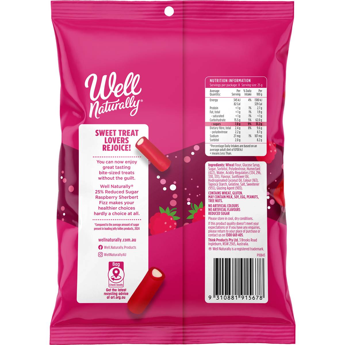 Well Naturally Stix Raspberry Sherbert Fizz Flavour 200g
