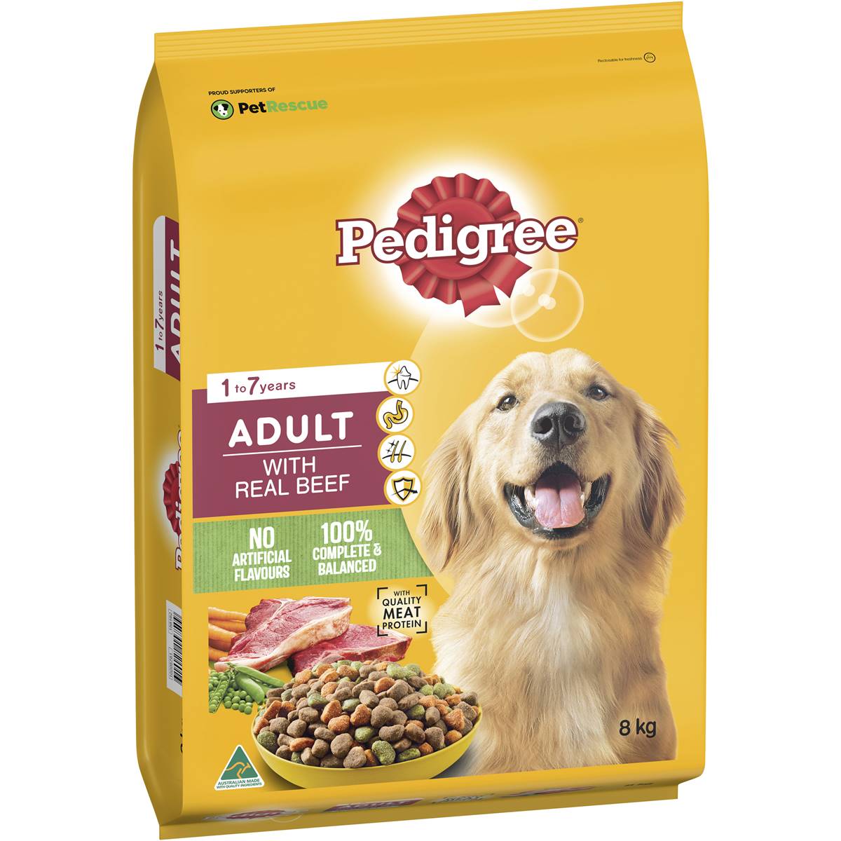 Pedigree Adult Dry Dog Food with Real Beef 8kg