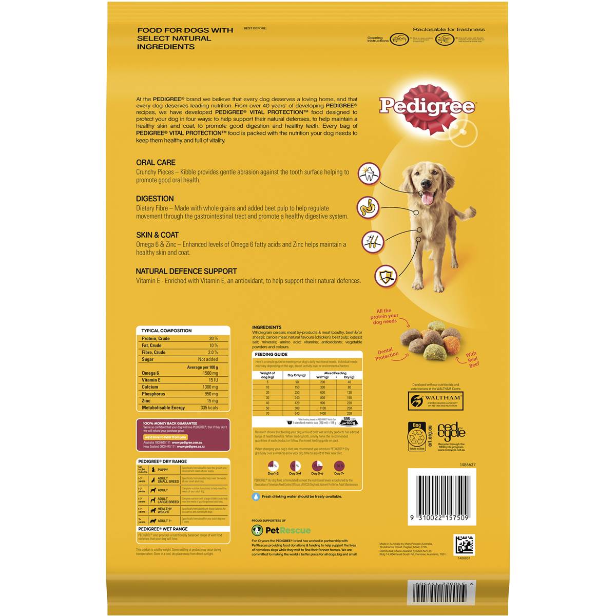Pedigree Adult Dry Dog Food with Real Beef 8kg