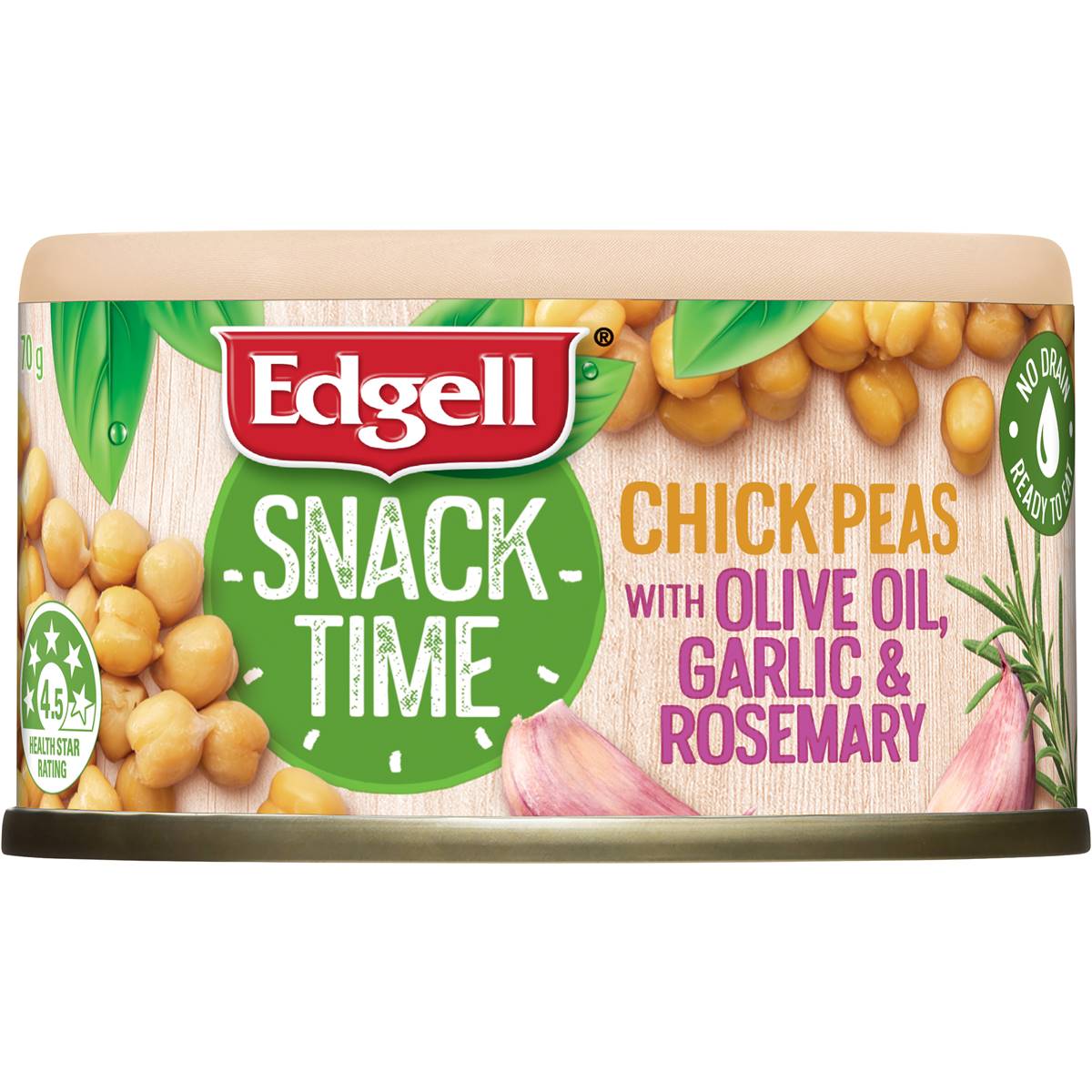 Edgell Snack Time Chickpea Olive Oil Garlic & Rosemary 70g