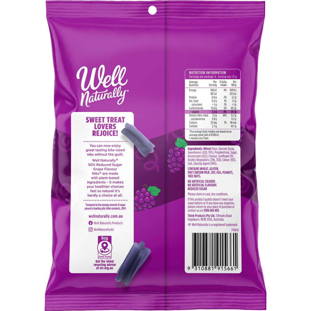 Well Naturally Nibs Grape Flavour 150g