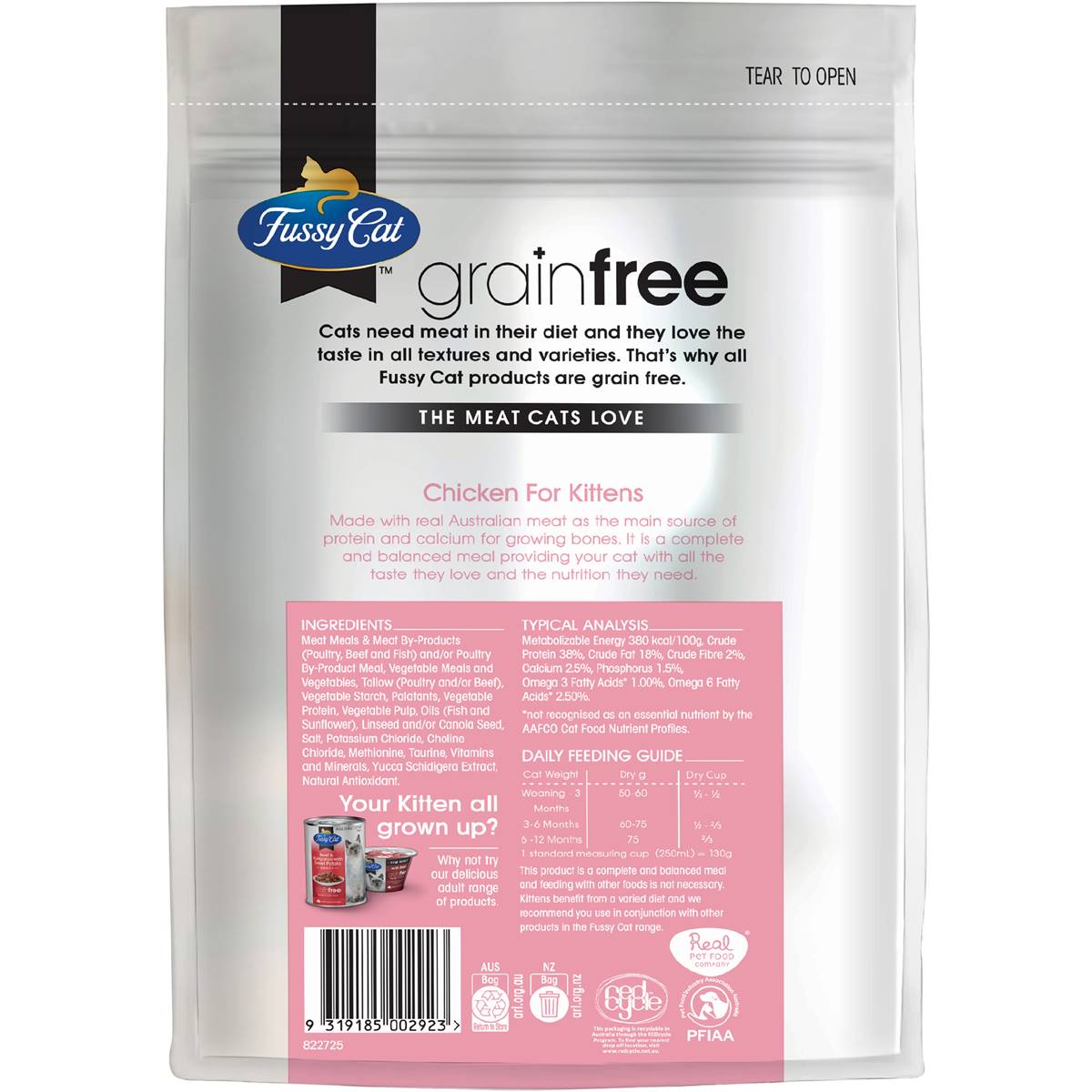 Fussy Cat Grain Free Kitten Dry Cat Food Chicken With Vegetables 450g