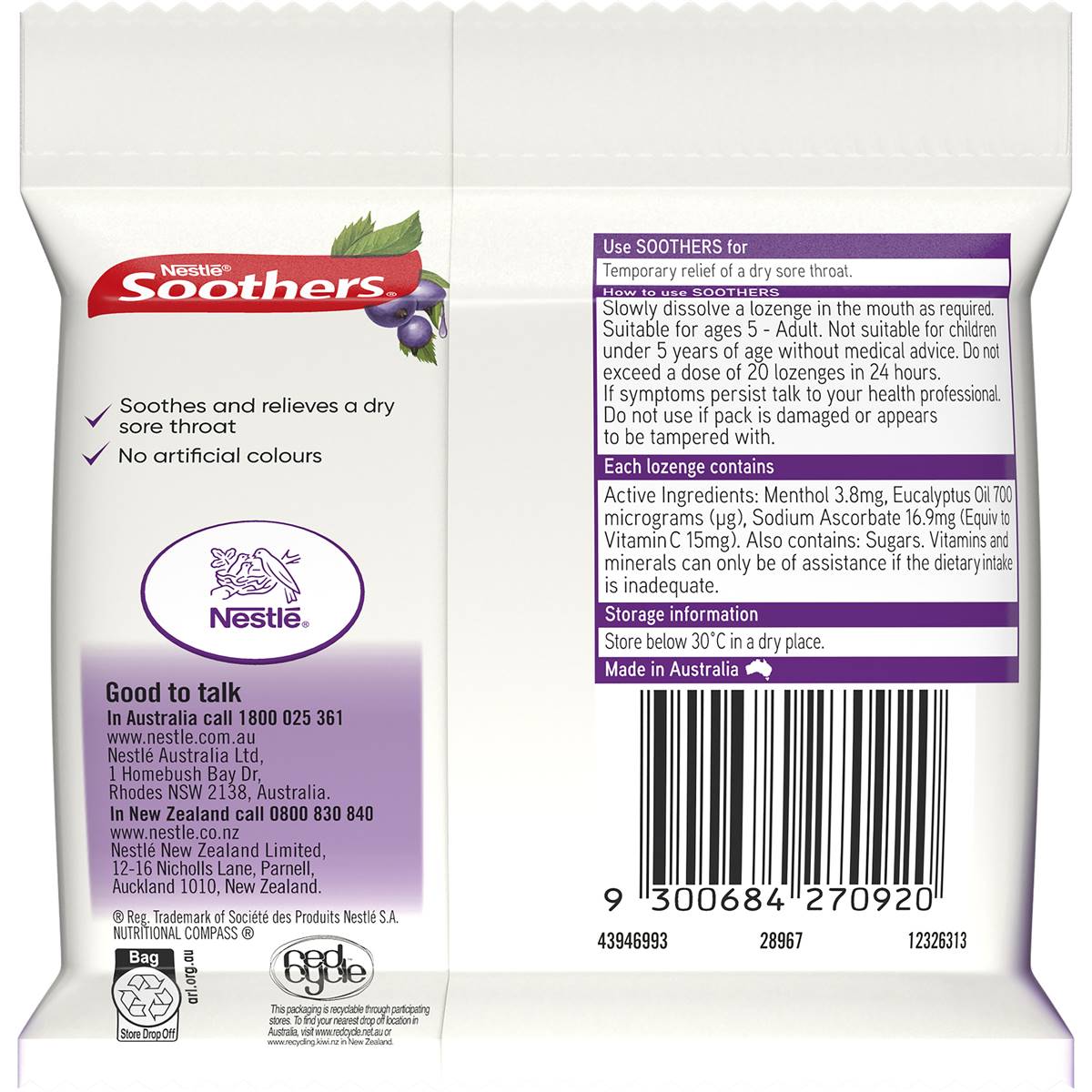 Nestle Soothers Throat Lozenges Blackcurrant 30 Pack