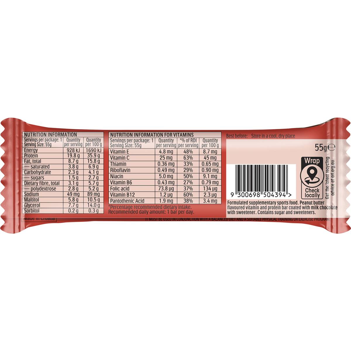 Fulfil Vitamin & Protein Bar Chocolate Peanut Butter 55g