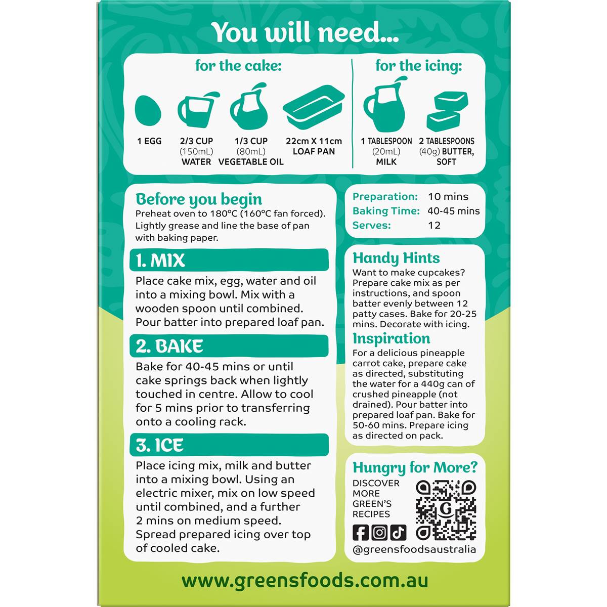 Green's Cake Mix Traditional Carrot 470g