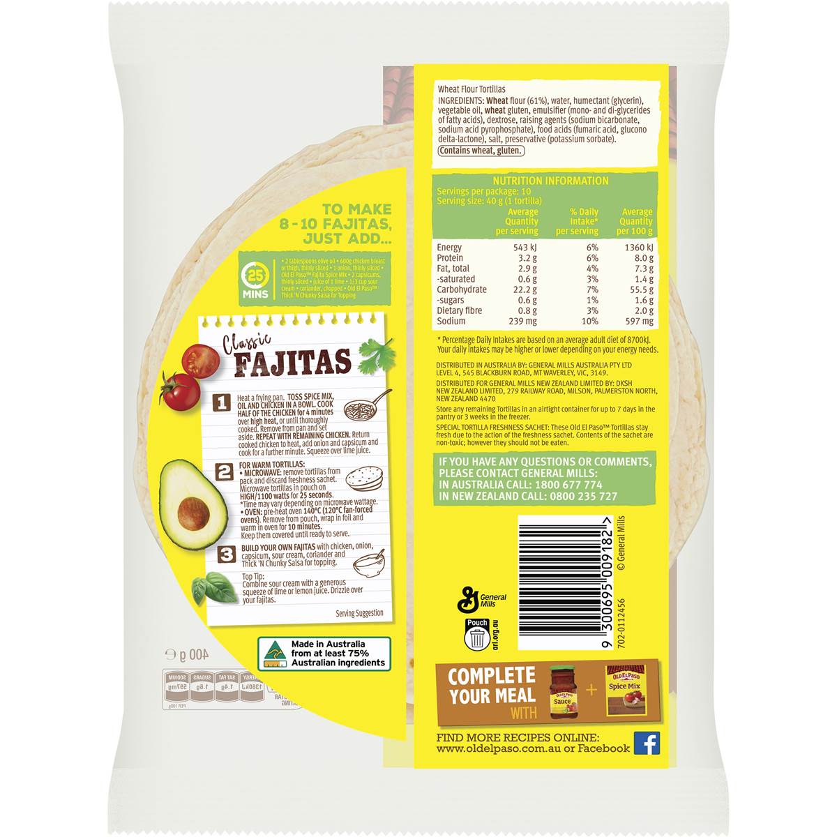 Old El Paso Fajita Tortilla Wraps 10 pack