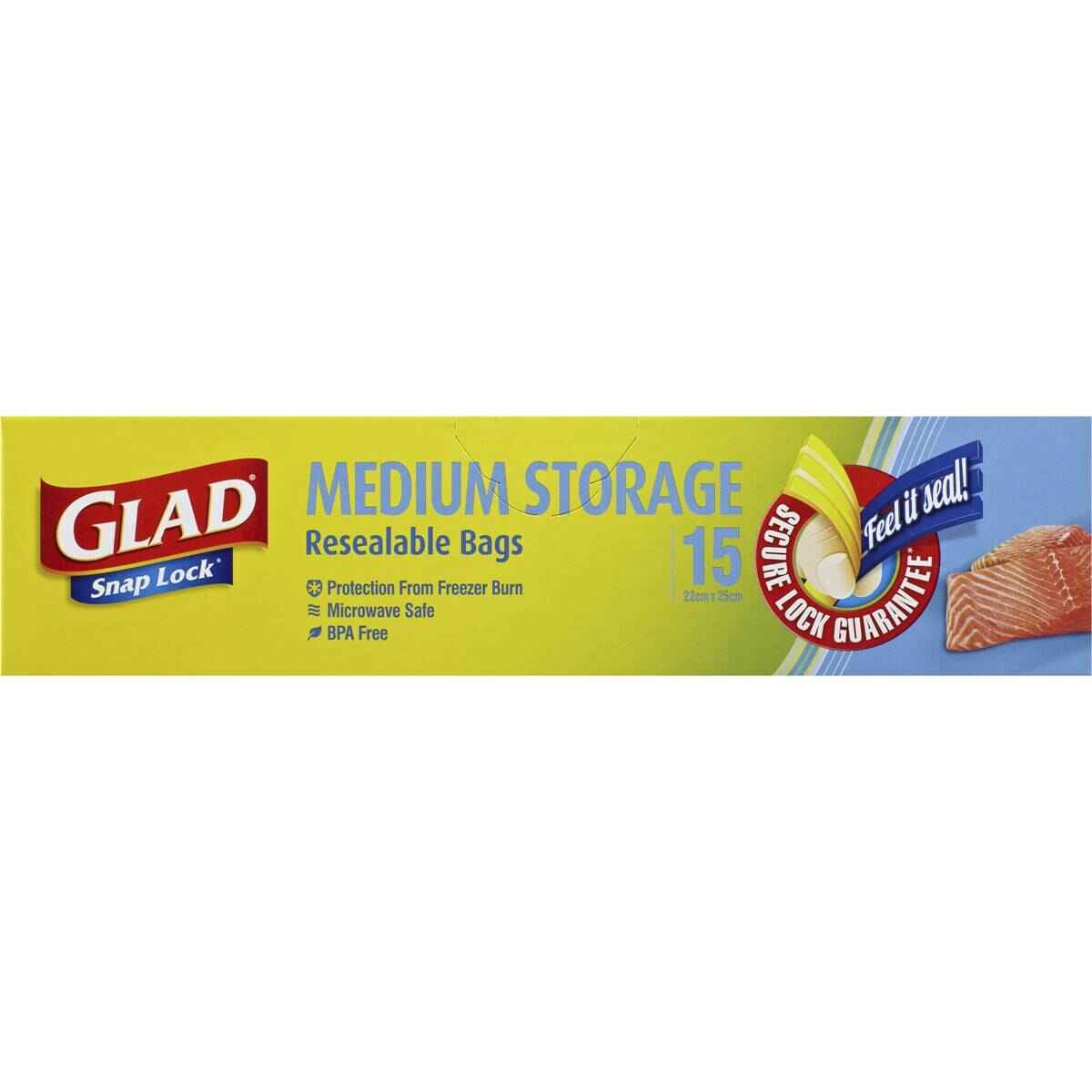 Glad Resealable Medium Storage Bags 15 pack