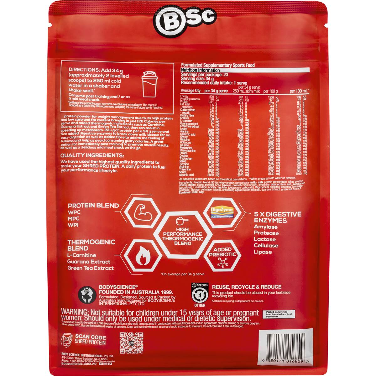 BSC Shred Protein Chocolate 800g