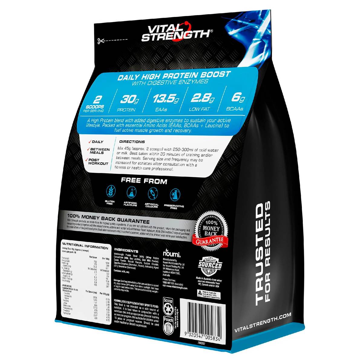 Vital Strength High Protein Powder Chocolate Muscle Growth & Recovery 750g