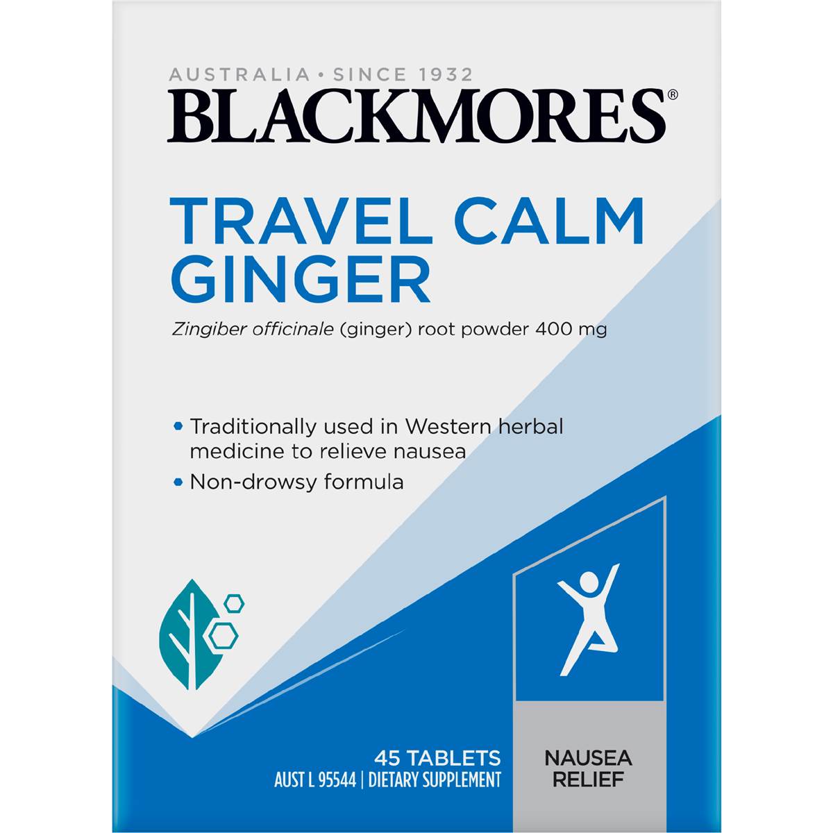 Blackmores Travel Calm Ginger Anti-Nausea Vitamin Tablets 45 Pack