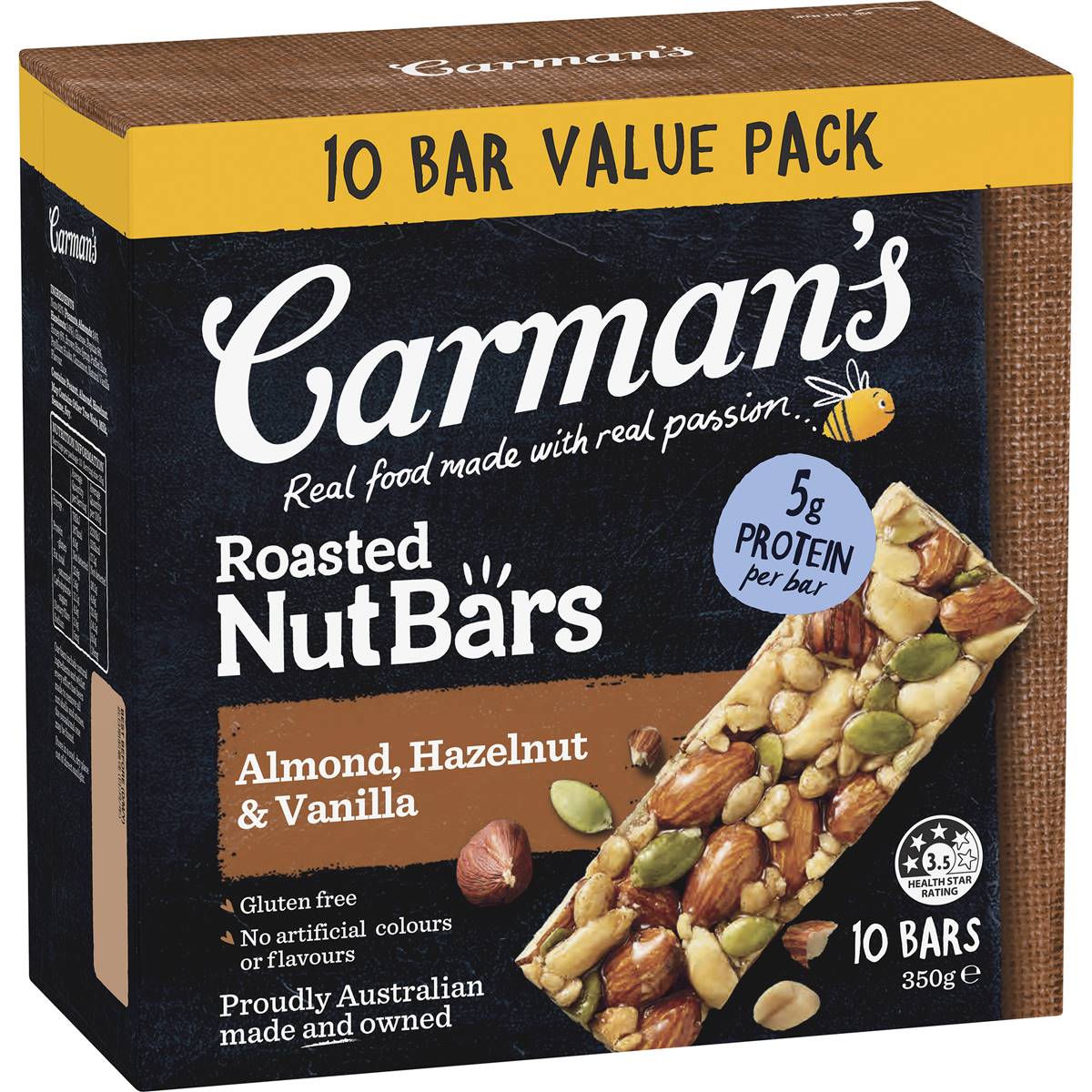 Carman's Nut Bars Almond, Hazelnut & Vanilla 10 pack