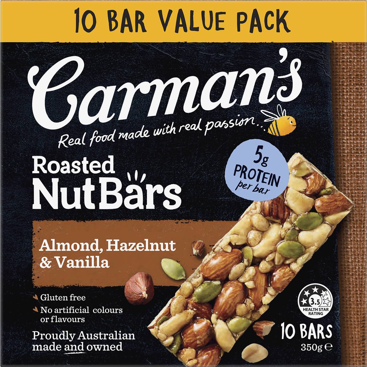 Carman's Nut Bars Almond, Hazelnut & Vanilla 10 pack