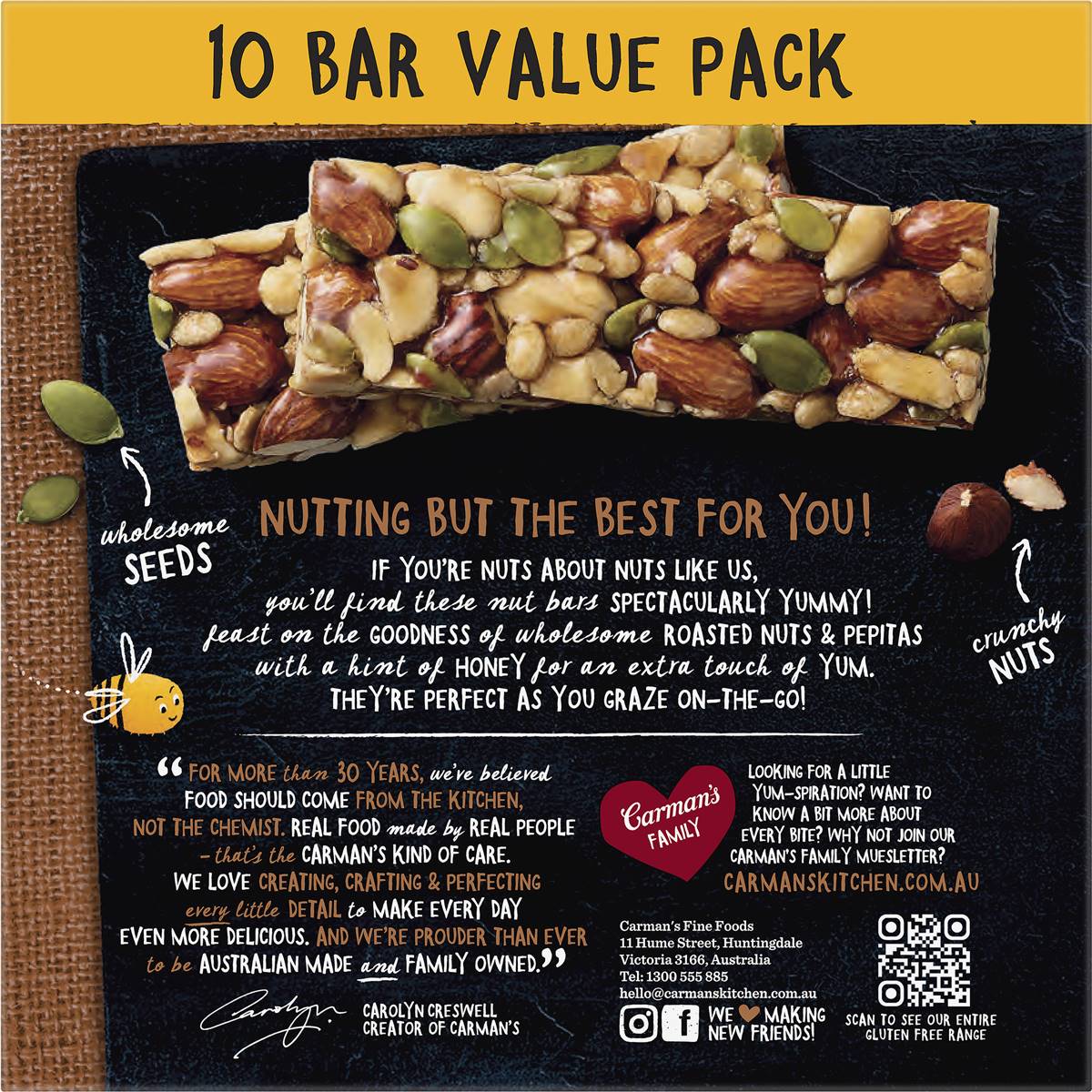 Carman's Nut Bars Almond, Hazelnut & Vanilla 10 pack