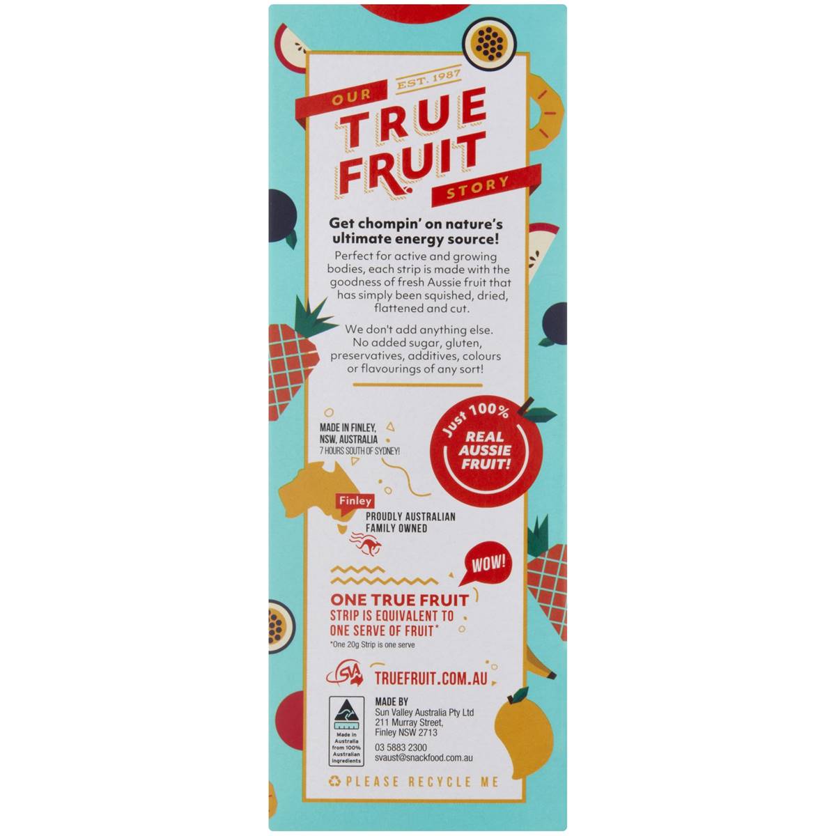 True Fruit 100% Tropical Fruit Bars 6 Pack