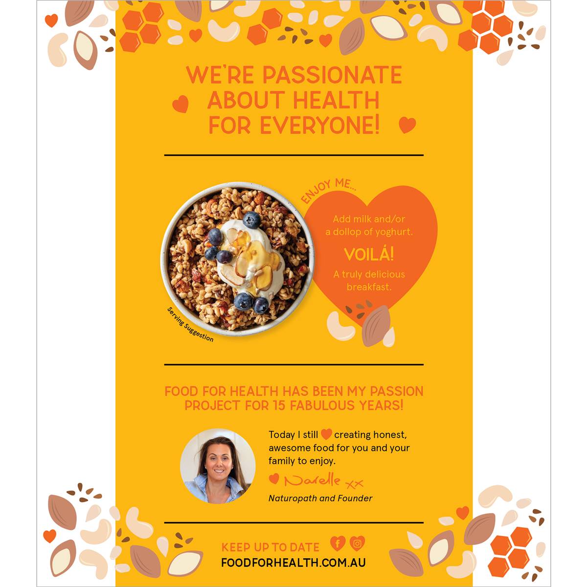 Food For Health Gluten Free Granola Honey Roasted Nuts 400g