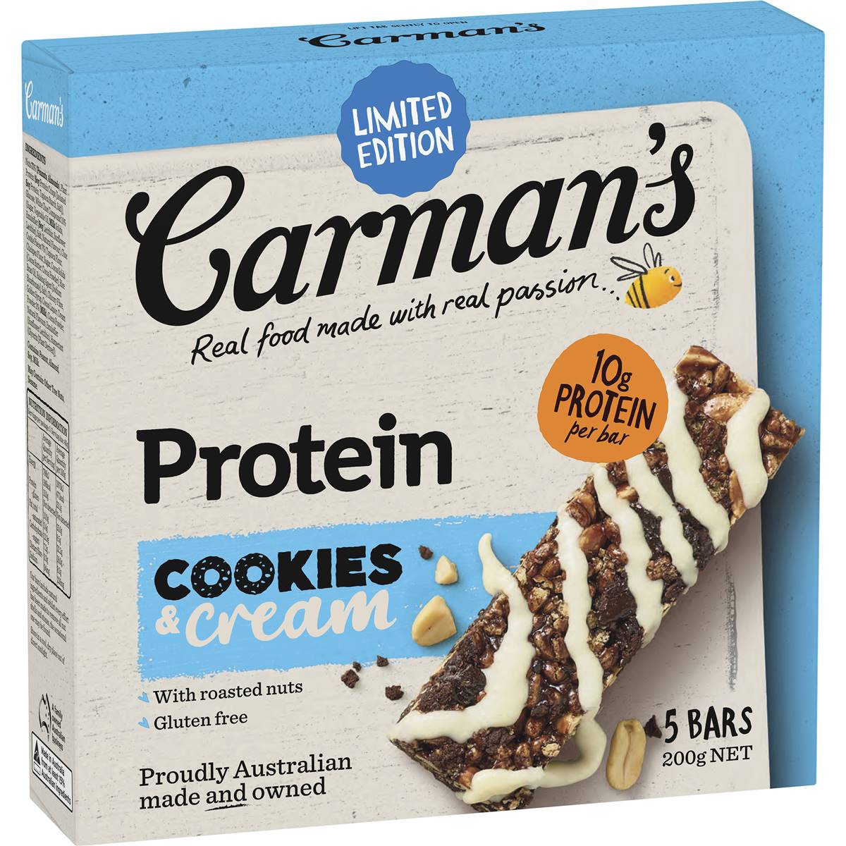 Carman's Protein Bars Cookies & Cream Limited Edition 5 pack