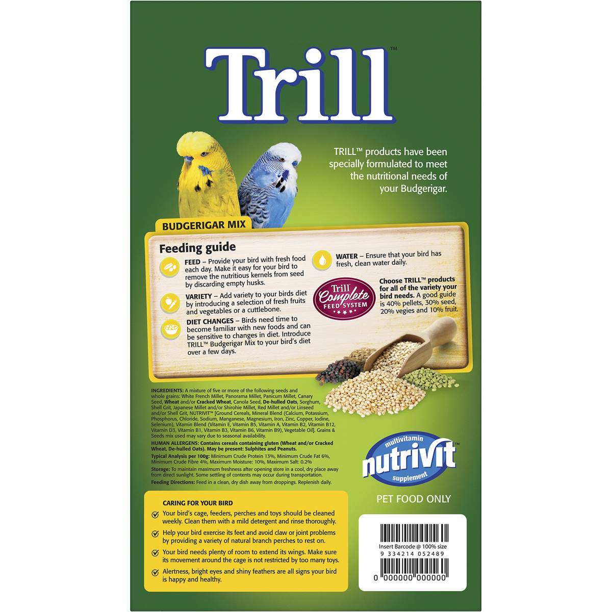 Trill Budgie Mix 1.8kg