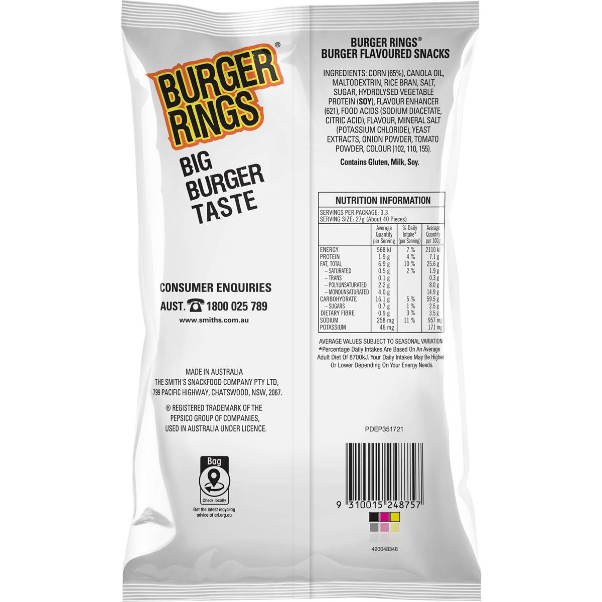 Burger Rings Burger Snacks 90g