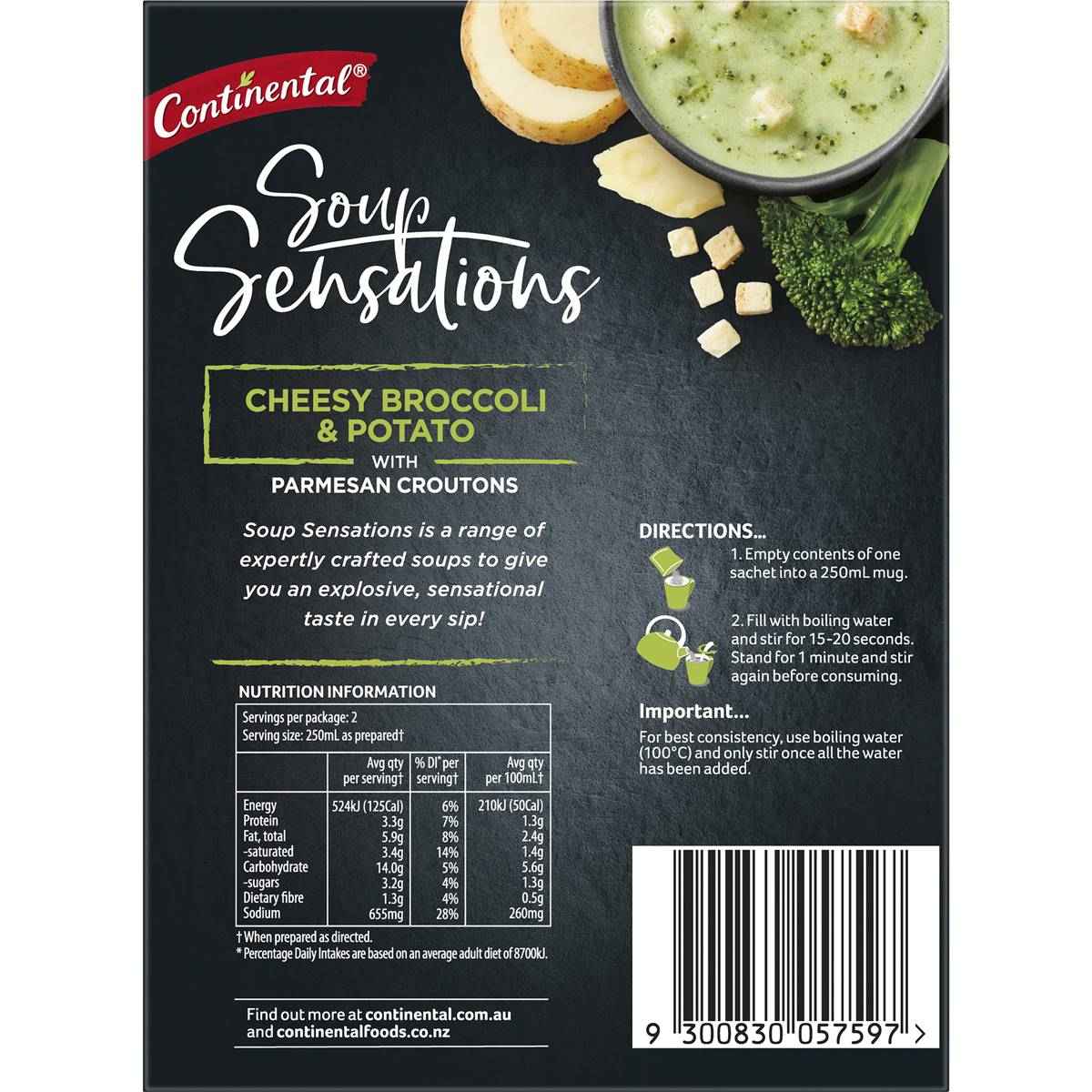 Continental Soup Sensations Cheesy Broccoli & Potato Serves 2 56g