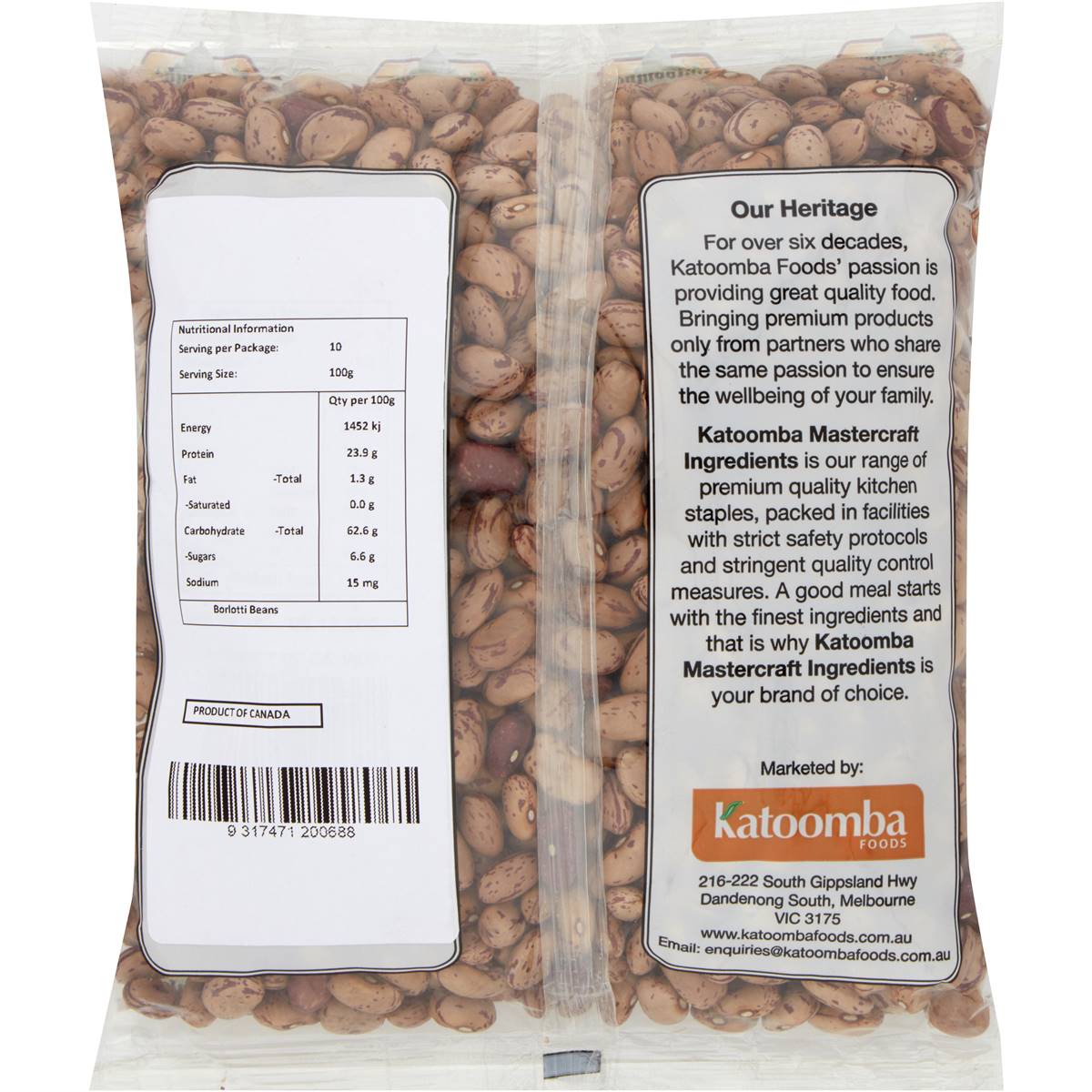 Katoomba Borlotti Beans Dry 1kg