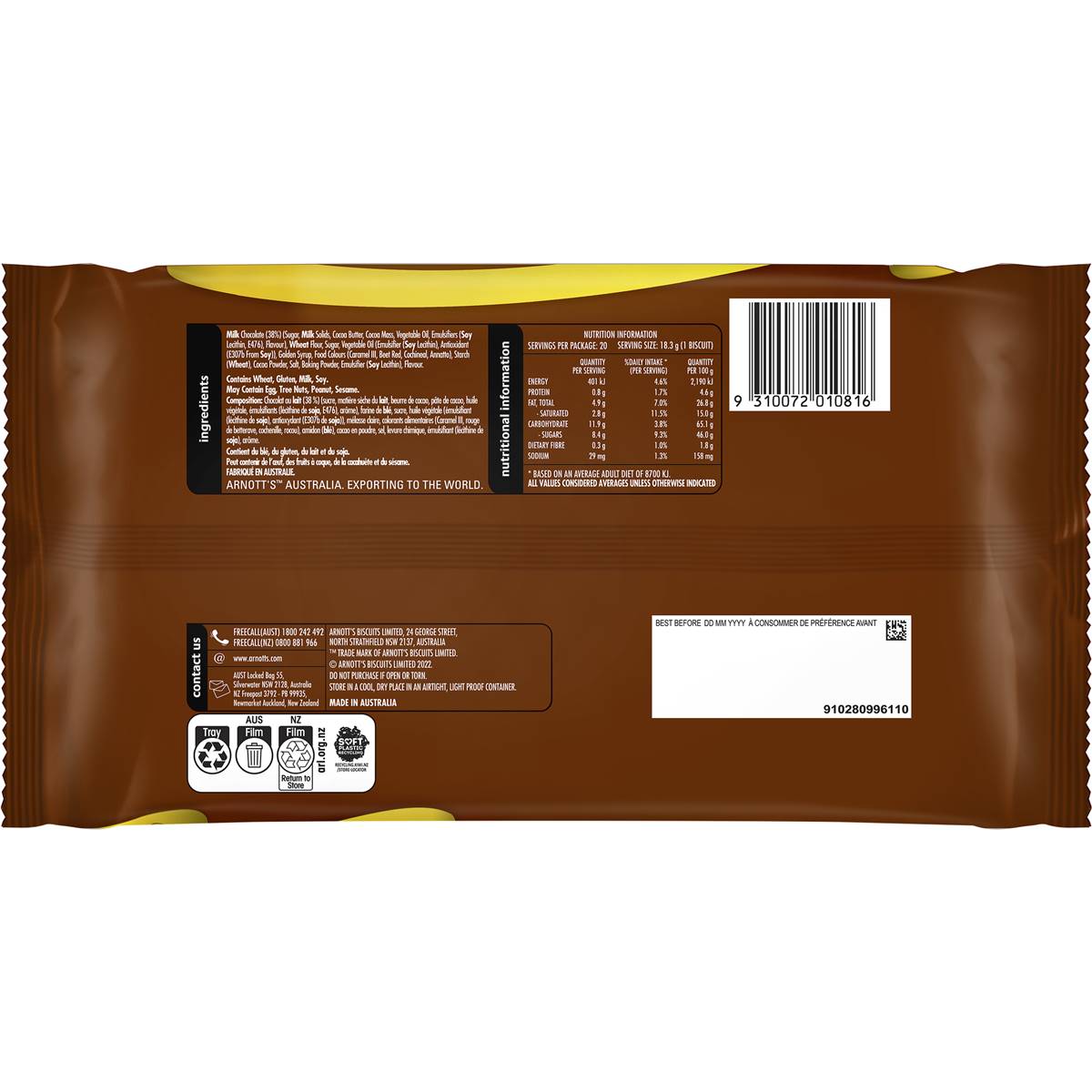 Arnotts Tim Tam Original Family Pack Chocolate Biscuits 365g