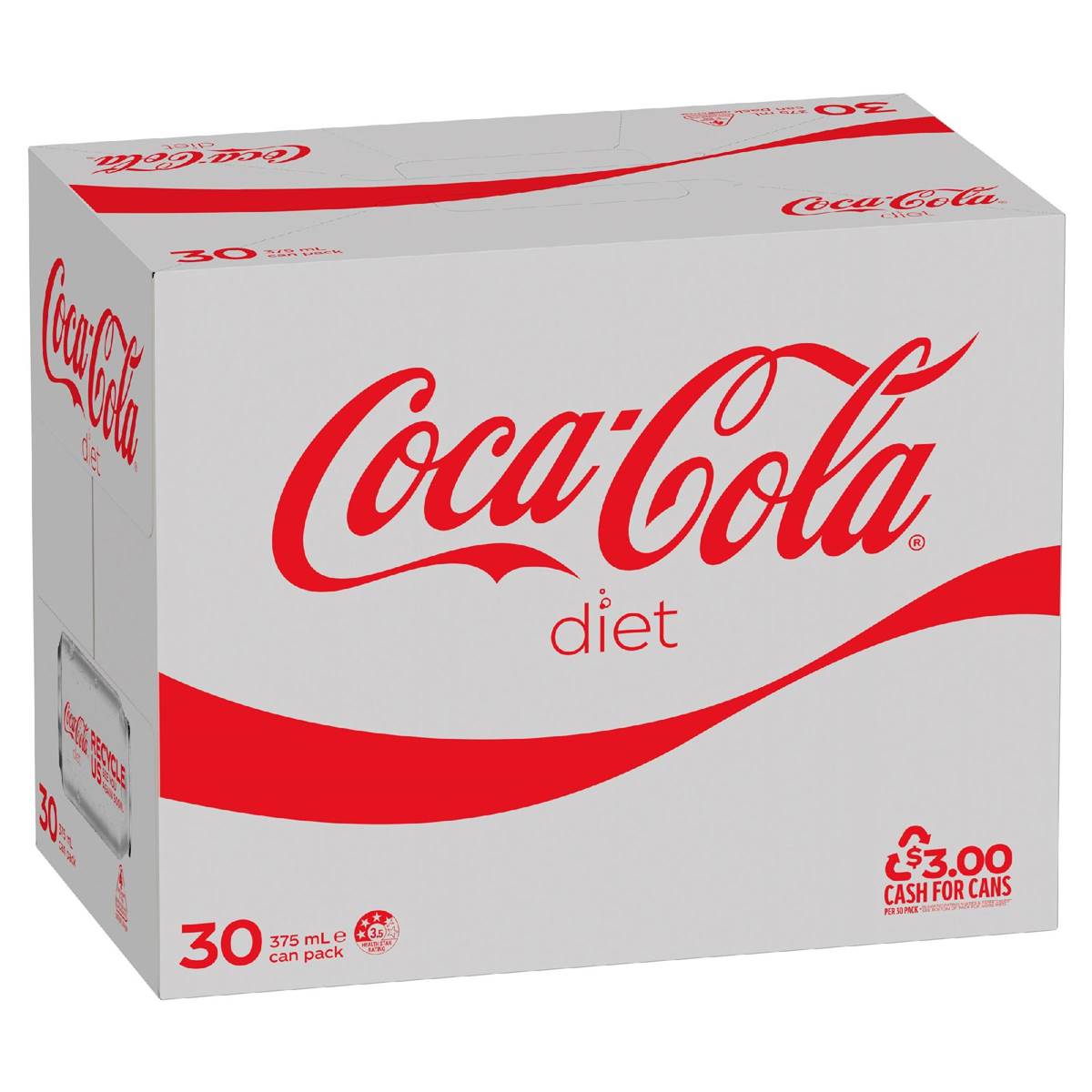 Coca-Cola Diet Soft Drink Multipack Cans 375ml X 30 Pack