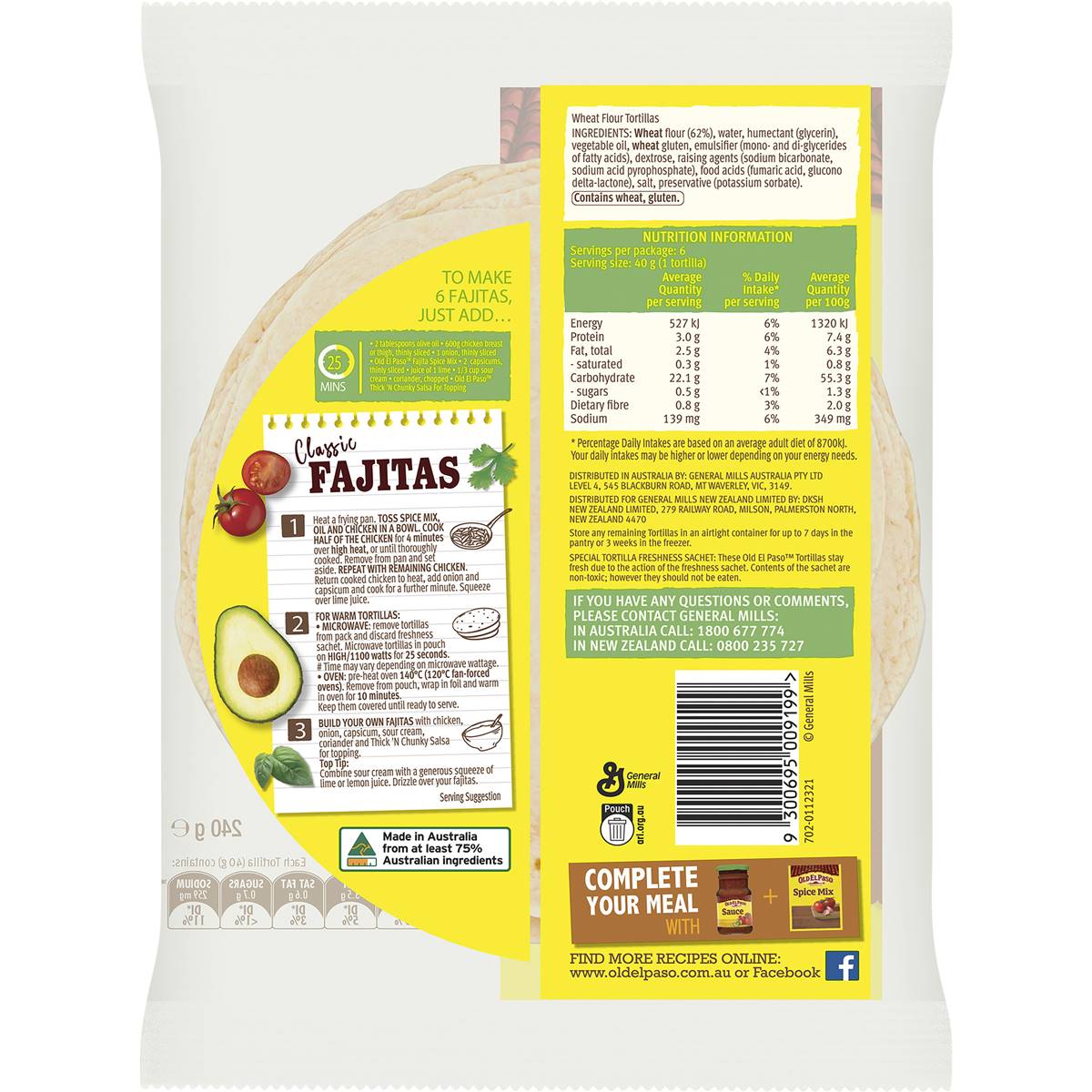 Old El Paso Fajita Tortilla Wraps 6 pack