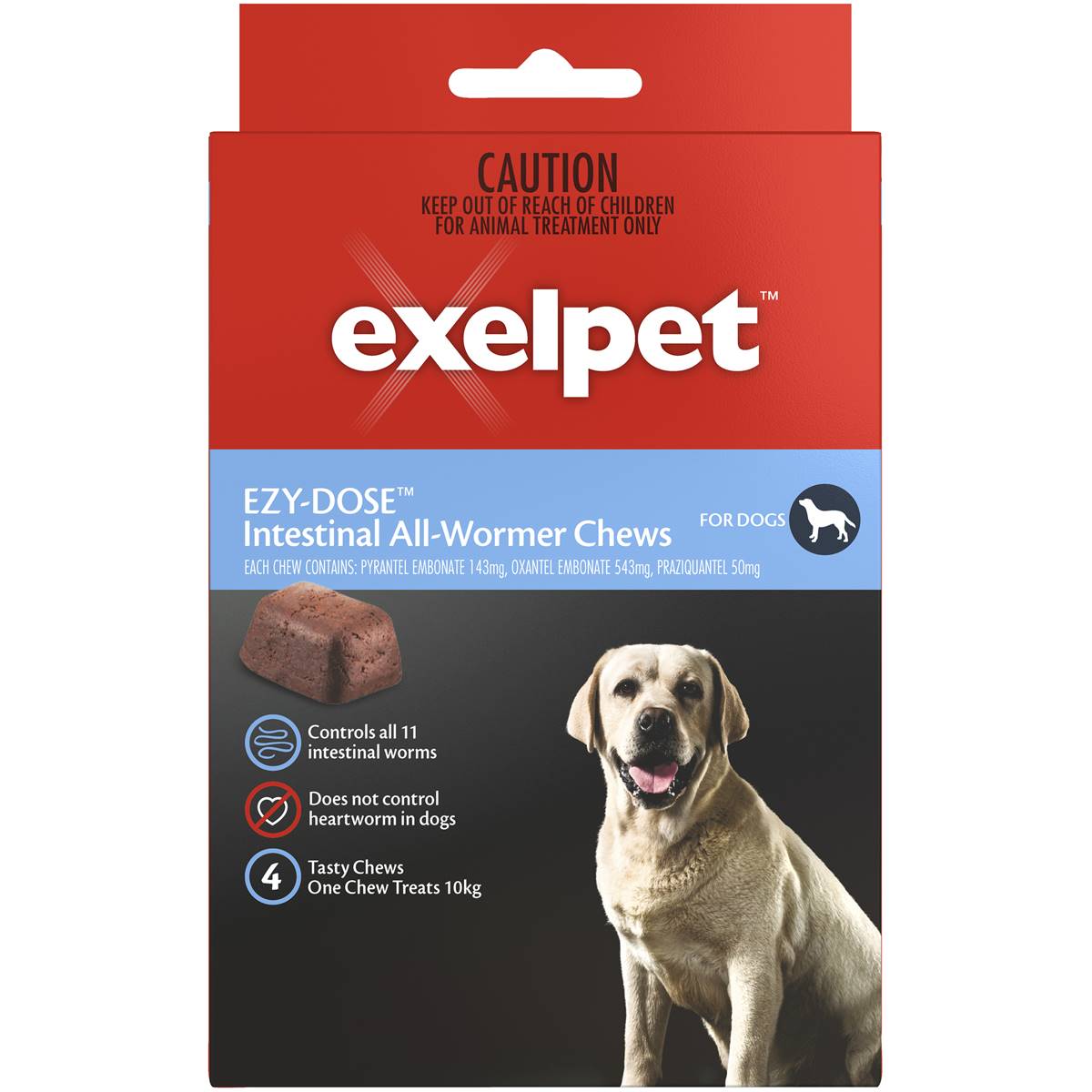 Exelpet Ezy-Dose Dog Treatment Intestinal All Wormer 4 Pack