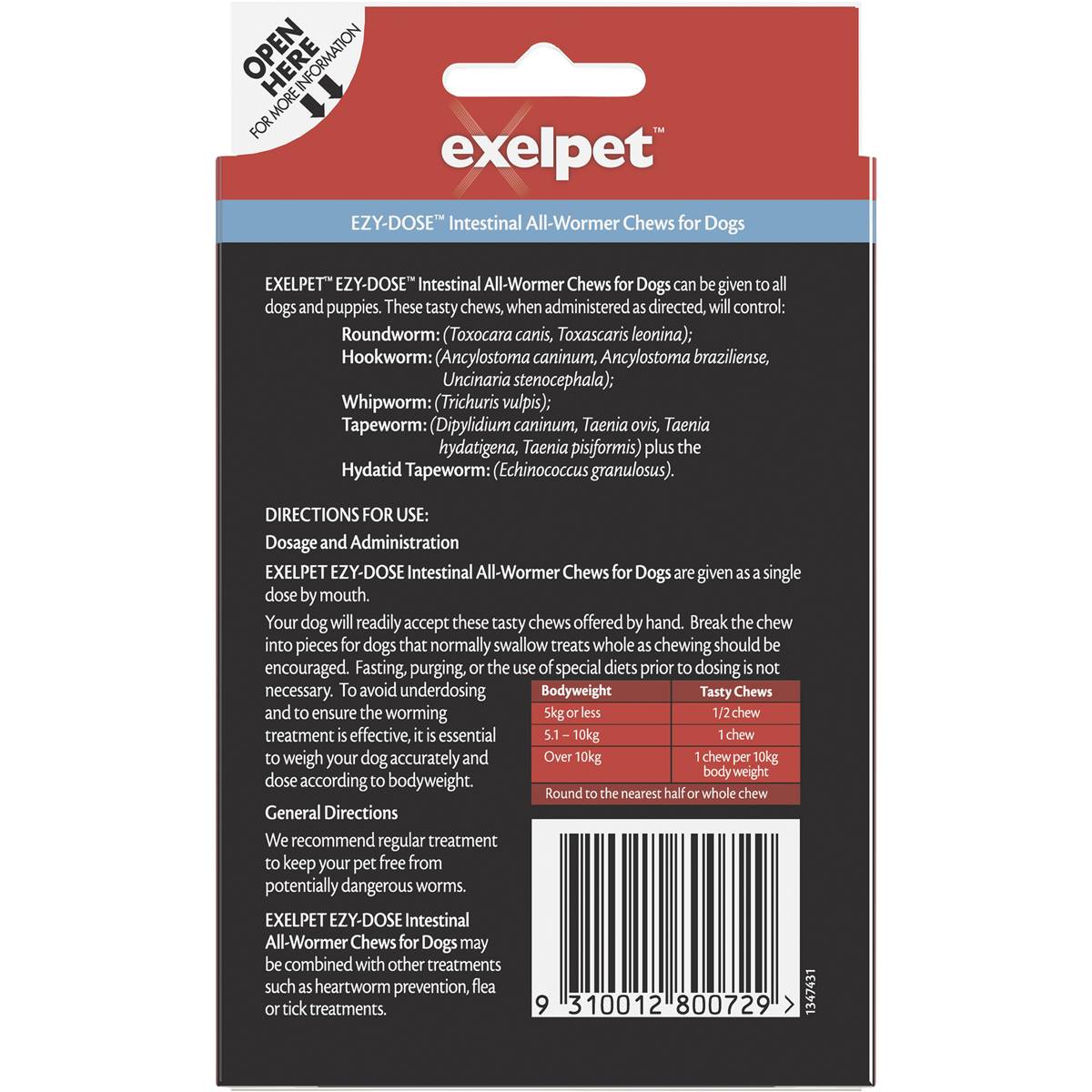 Exelpet Ezy-Dose Dog Treatment Intestinal All Wormer 4 Pack