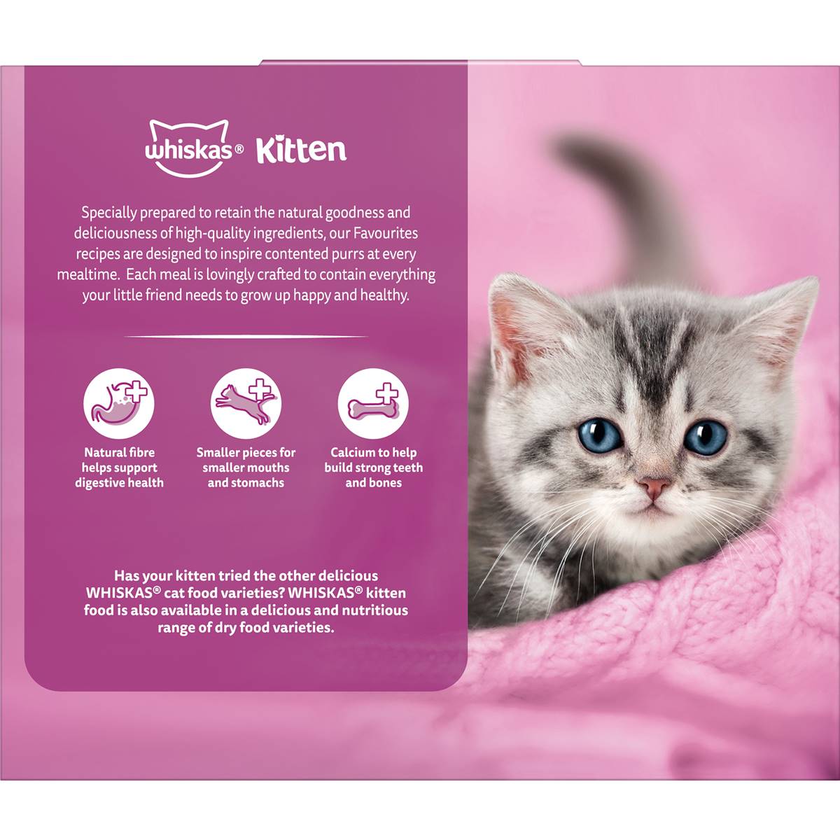 Whiskas Kitten 2-12 Months Wet Cat Food Mixed Favourites In Jelly 85g x 12 pack
