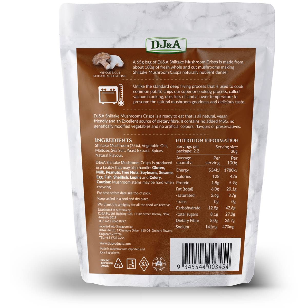 DJ&A Shiitake Mushroom Crisps 65g