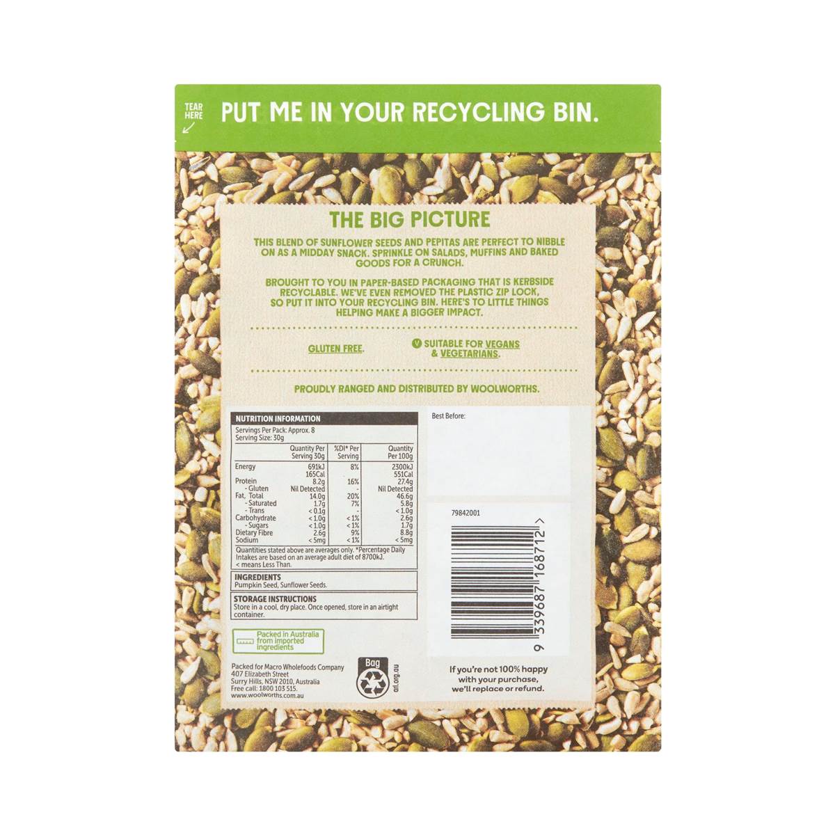 Macro Seed Mix With Pepitas & Sunflower Seeds 250g